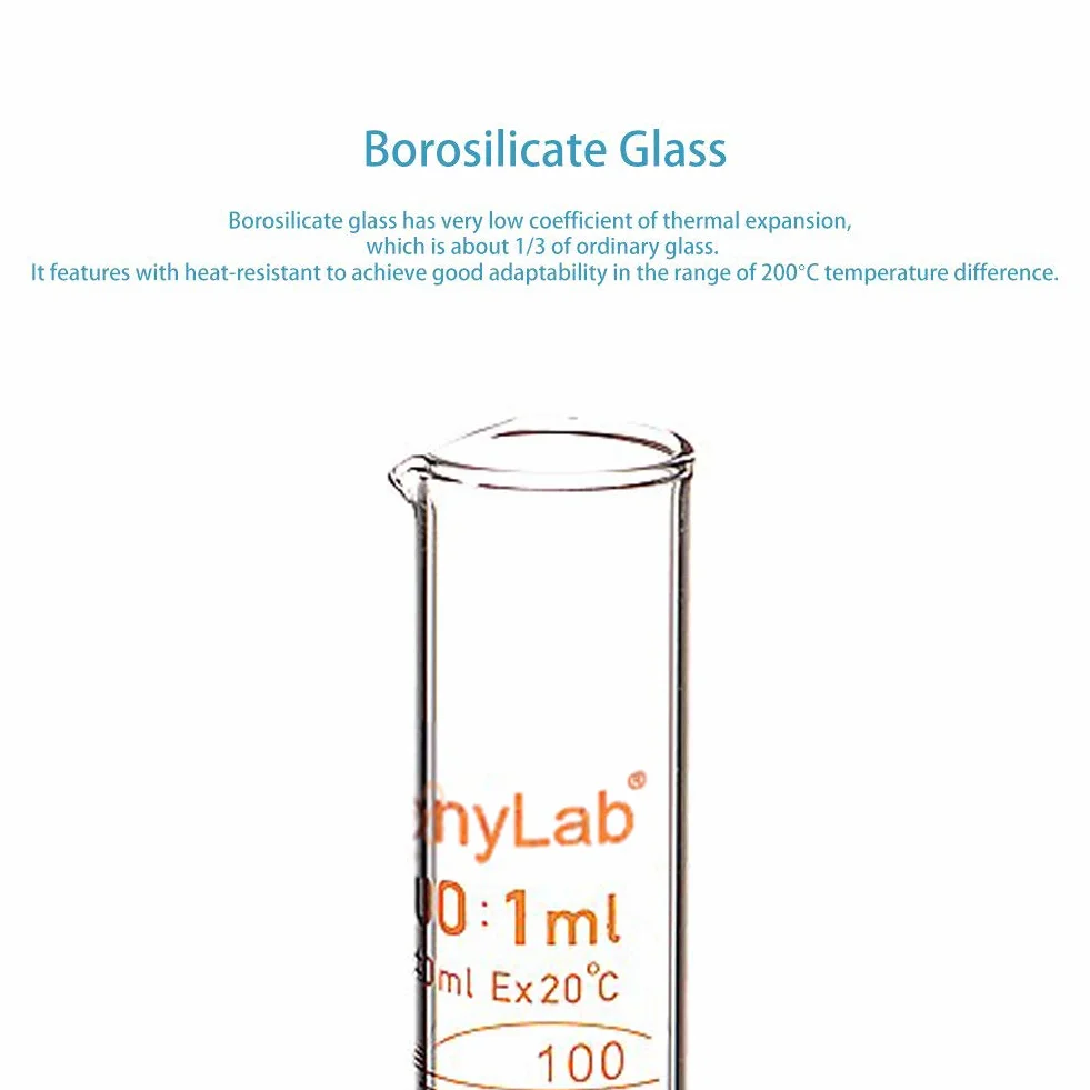 stonylab 1-pak cylindra z miarką, szkło borokrzemowe 100 ml ciężka ściana miarka ze szkła stopniowanego