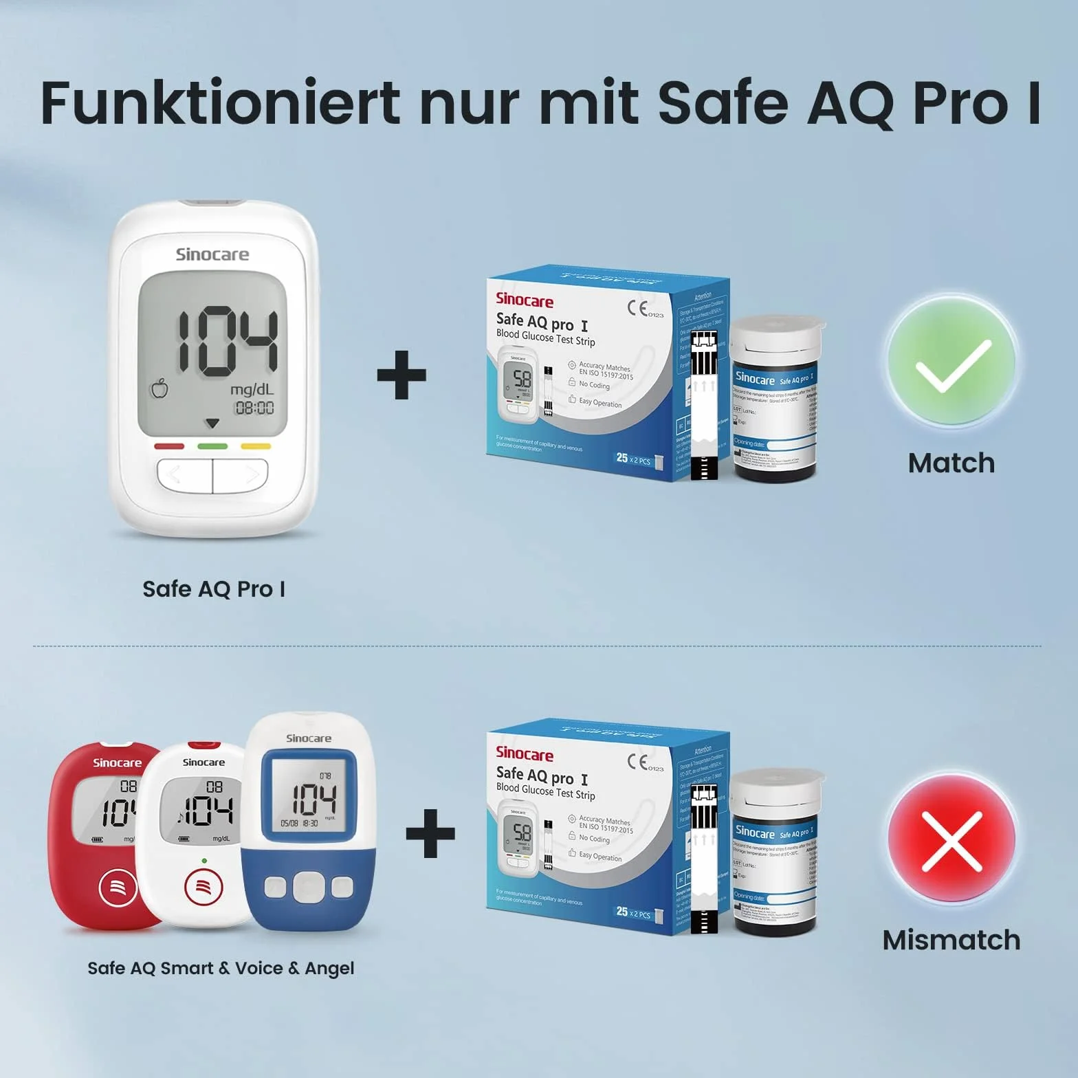 sinocare Pasek testowy cukru we krwi, zestaw pasek testowy cukru we krwi z paskiem testowym 50 Lancets 50 do samodzielnego testu cukru we krwi, technologia enzymów reakcyjnych FAD-GDH