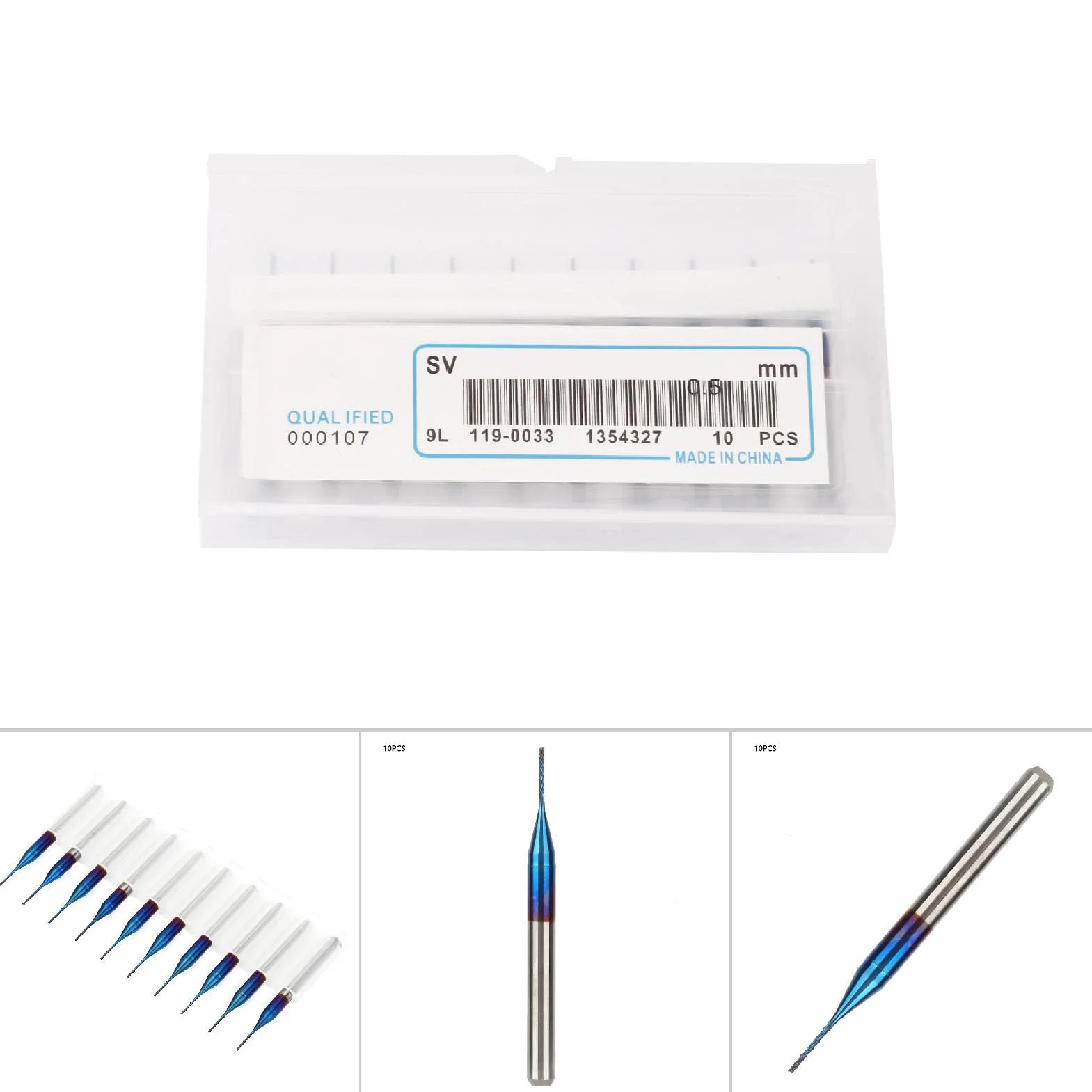 Zestaw Frezów z Węglika Wolframu do Grawerki PCB 0.5-0.9mm 10 Sztuk