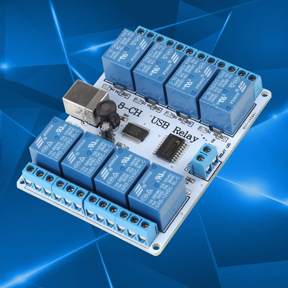 8-kanałowy moduł przekaźnika USB Typ-B Moduł sterujący DC dla robotyki automatyki 12V