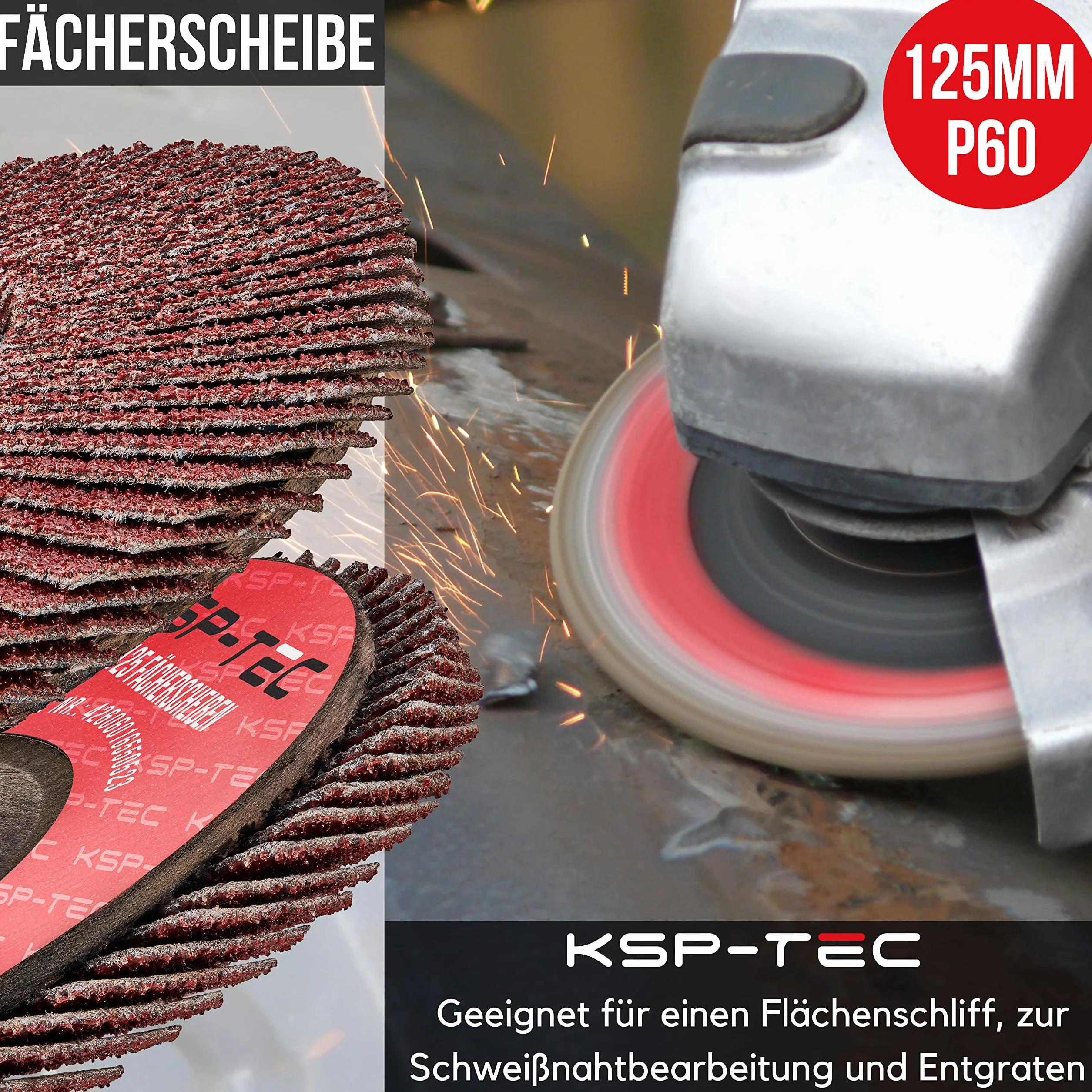 KSP-Tec® │8 tarcz do cięcia 125 x 1,0 mm [z okularami ochronnymi i ochroną słuchu] szybka elastyczna z kamienia, tarcza wachlarzowa