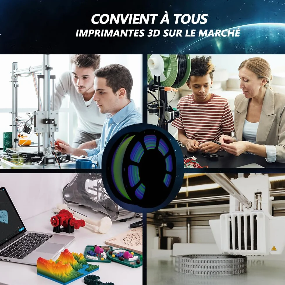 iBOSS Filament PLA+, 1,75 mm, filament do drukarki 3D 3D w kolorze tęczy, 1 kg (2,2 funta), filament do druku 3D PLA+, zmieniający kolor, olśniewająca tęcza