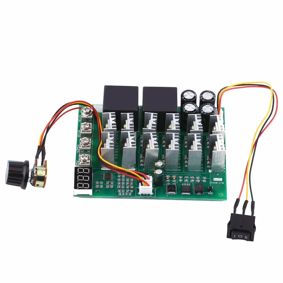 DC10V-55V Regulator Prędkości Sterownik Silnika Prądu Stałego Silnik Prądu Stałego z Zestawem Kontroli Prędkości 60A Regulator Prędkości Silnika Wyświetlacz Cyfrowy Przełącznik Kierunku Cofania Regula