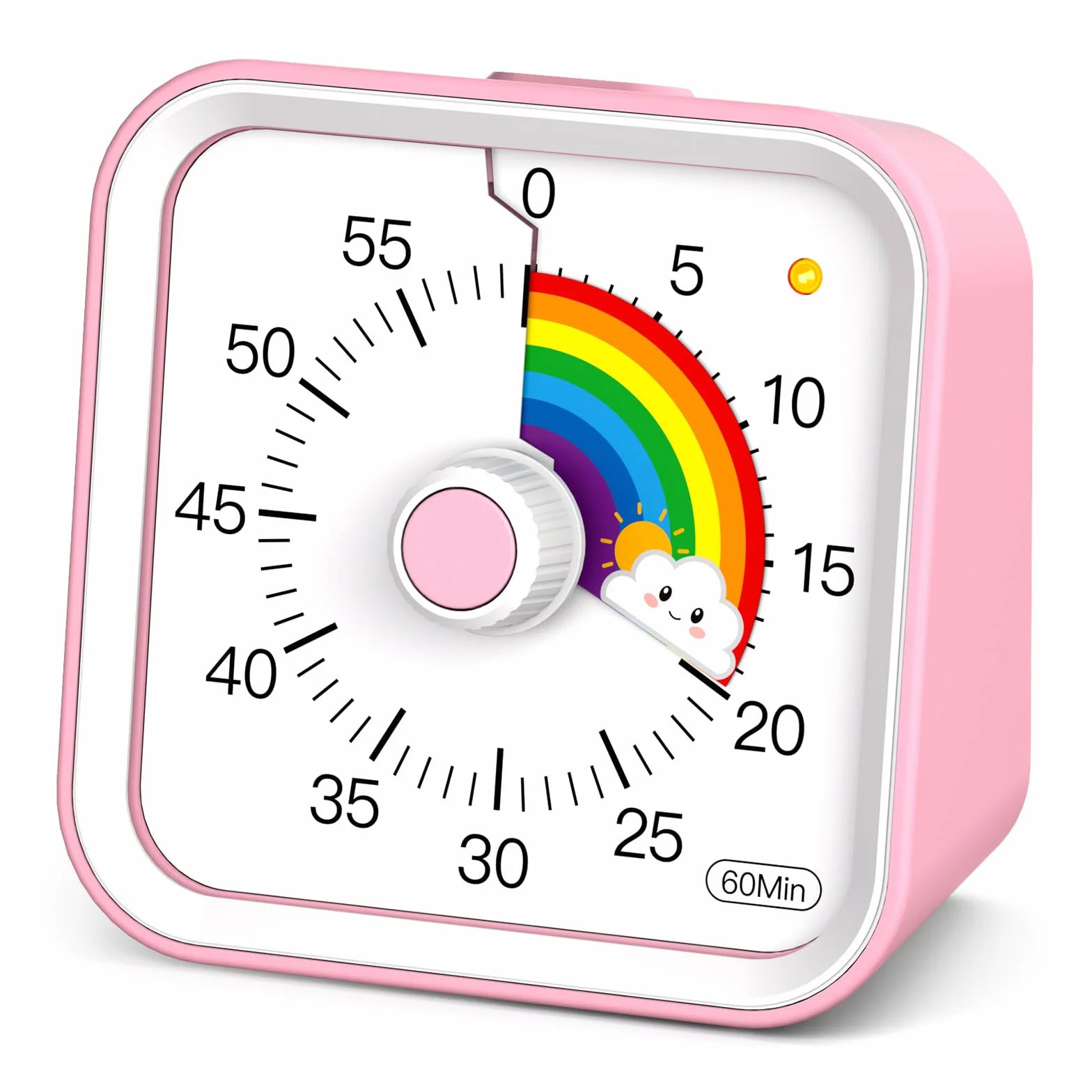 Wizualny timer dla dzieci z funkcją pauzy, uroczy cichy timer z tęczą do klasy, nauczania, zadań, kuchni, zarządzanie czasem odliczania 60 minut do ADHD (tęczowy róż)
