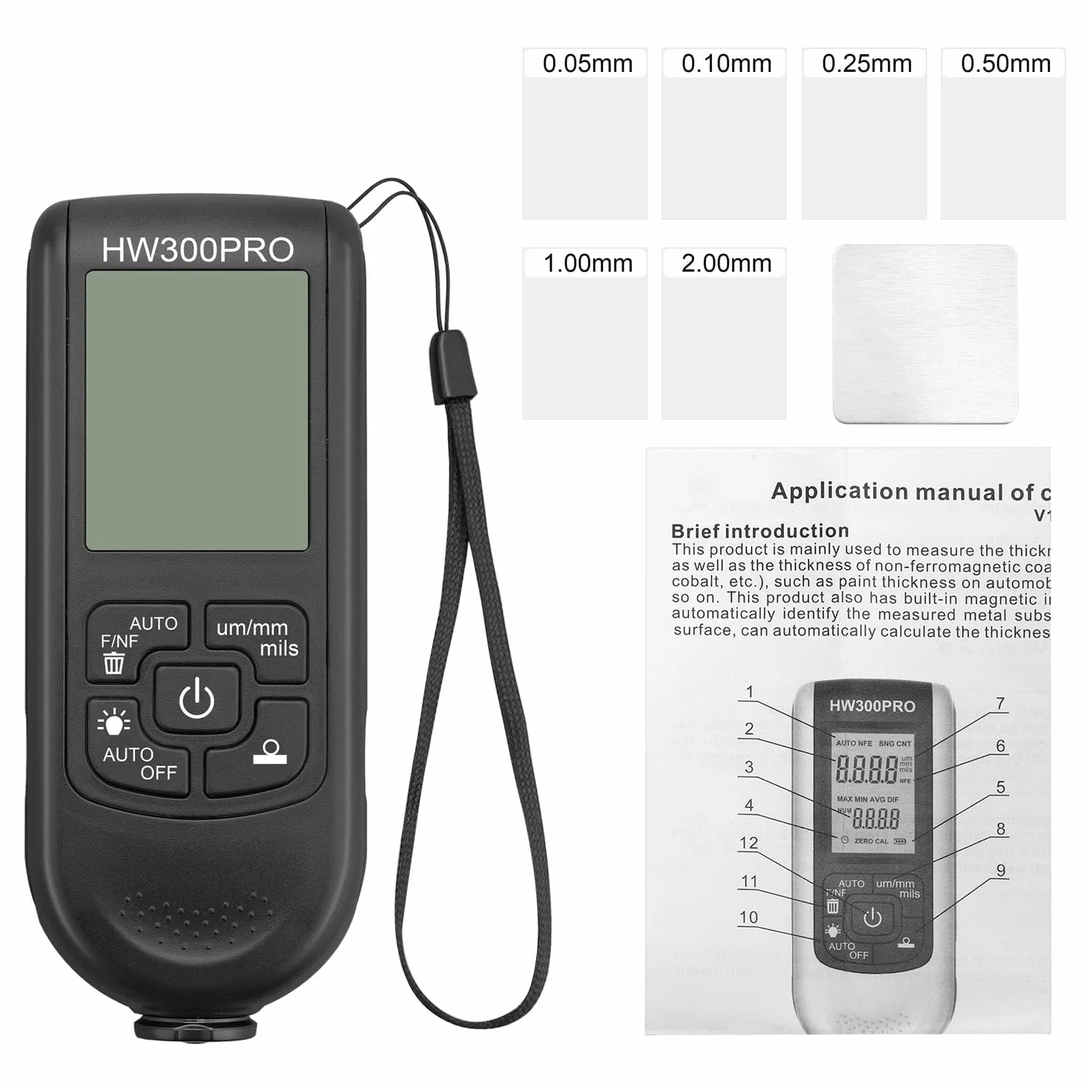 miernik grubości powłoki miernik grubości powłoki lakierniczej miernik farby automatyczny zakres pomiarowy 0 do 2000um z wyświetlaczem LCD Fe i NF
