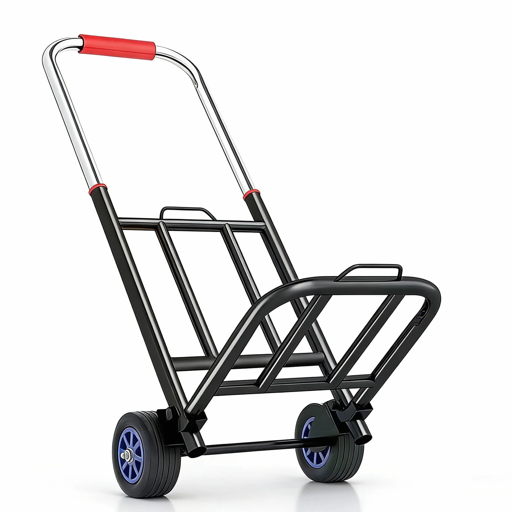 Składany wózek transportowy ze stali nierdzewnej z regulacją wysokości 69-103 cm, udźwig 80 kg, gumowe koła 10 cm