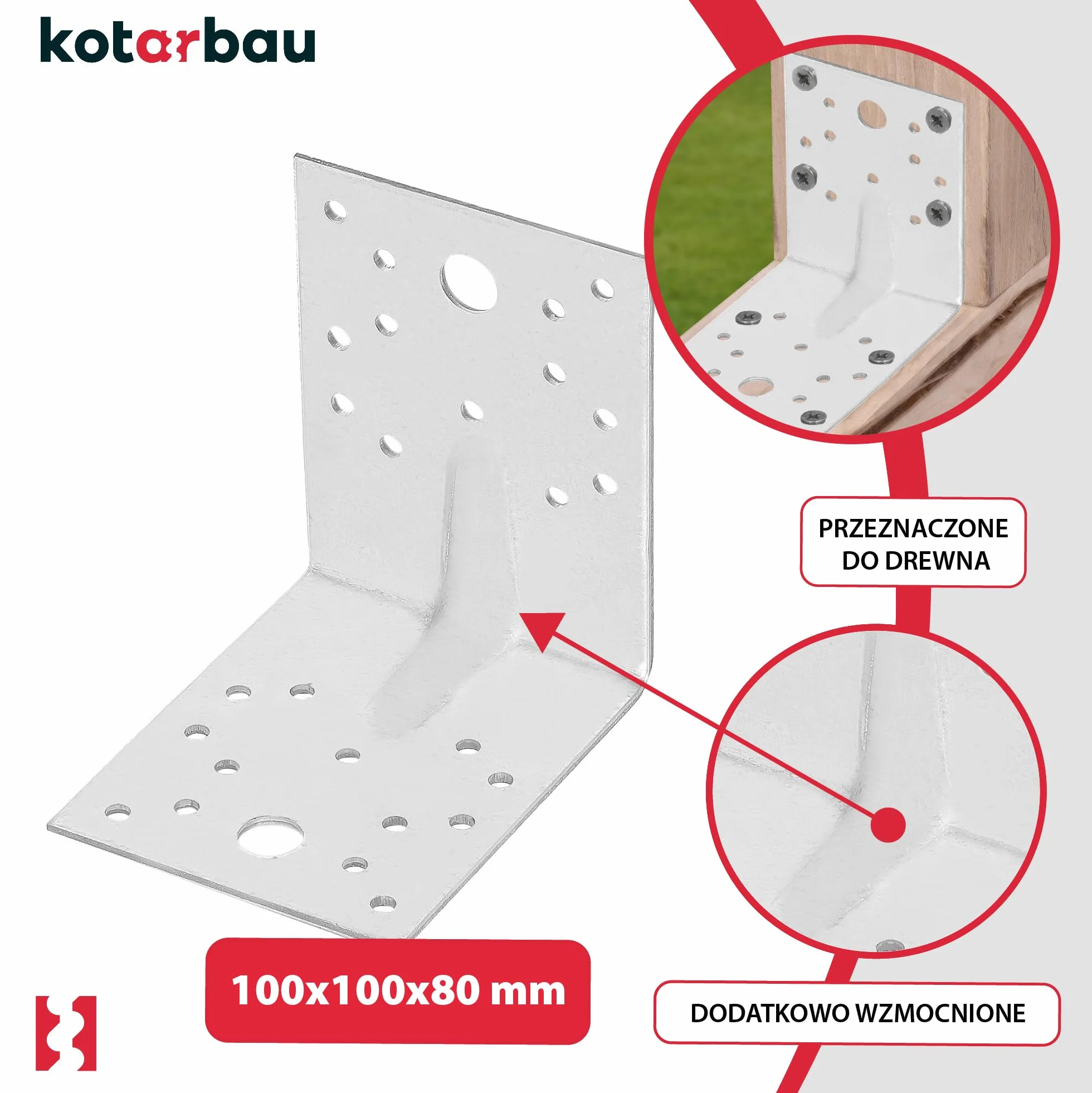 KOTARBAU® 12 szt. Kątownik Ciesielski - Łącznik Budowlany - 100 x 100 x 80 mm - Stal ocynkowana - z Przetłoczeniem - Nierdzewny