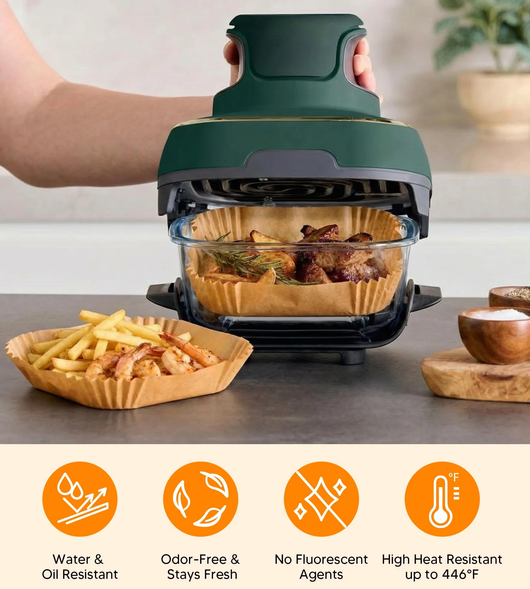 Ankway Papier do pieczenia Air Fryer Ninja CRISPi, 120 sztuk papieru pergaminowego, akcesoria do frytkownic na gorące powietrze, 3,8 l i 1,4 l, FN101EUGY, FN101EUST, FN101EUSG, papierowe wkładki do