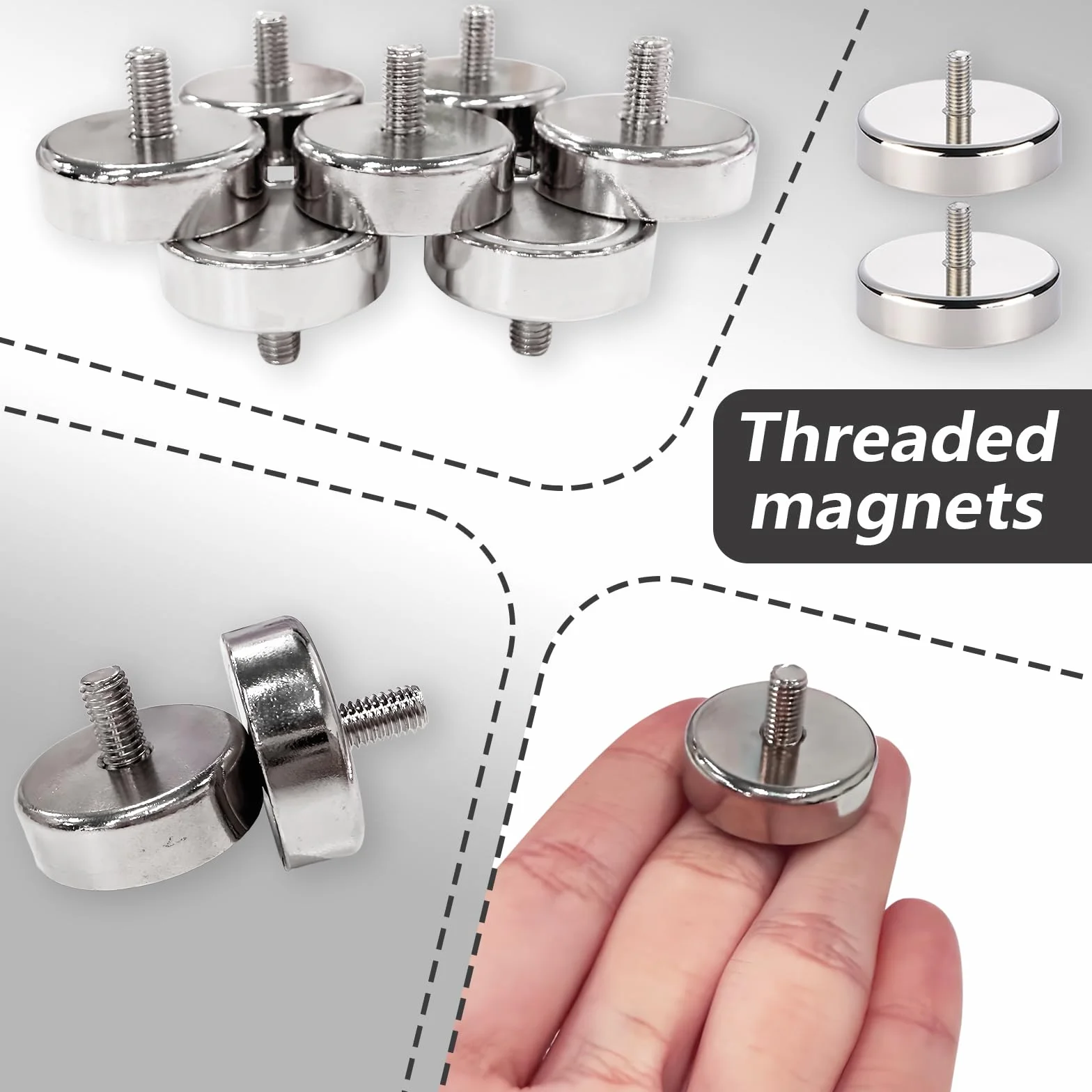 Magnesy neodymowe Ø 25 mm z gwintem M5 20 kg