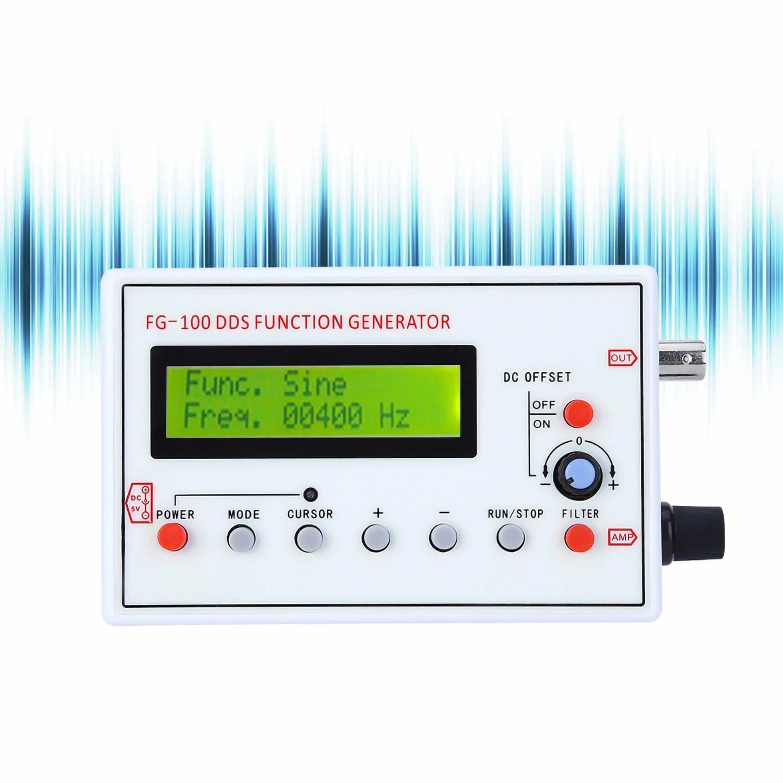 FG-100 Generator Funkcyjny DDS 1HZ-500KHz Generator Sygnału Funkcjonalnego Licznik Stabilna częstotliwość Sinusoidalny Trójkąt Kwadratowy Przebieg Piłokształtny