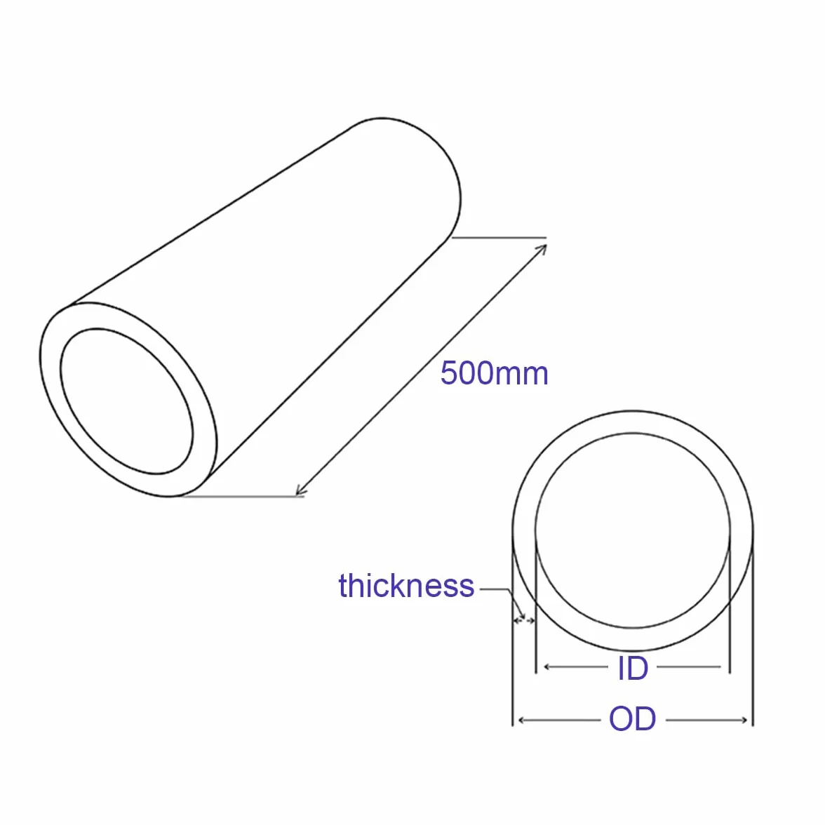 Rura aluminiowa 6063 okrągła 6 mm x 500 mm 2 szt.
