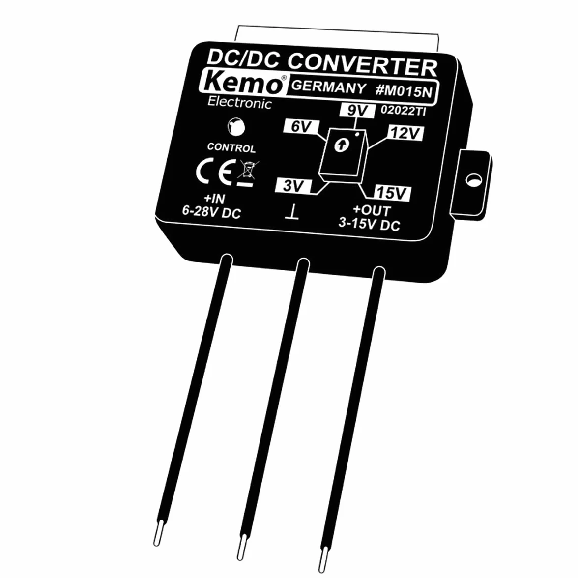 Kemo M015N Przetwornik Napięcia, Czarny, 6 – 28 V/DC