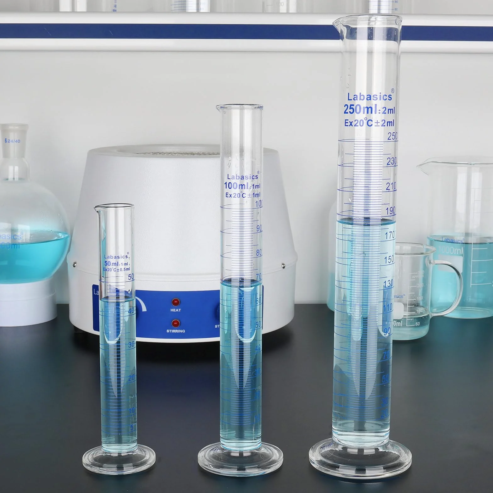 Labasics 2-Pack 50 ml Szkła Borozylikatowego Absolwent Cylinder Cylinder Pomiarowy