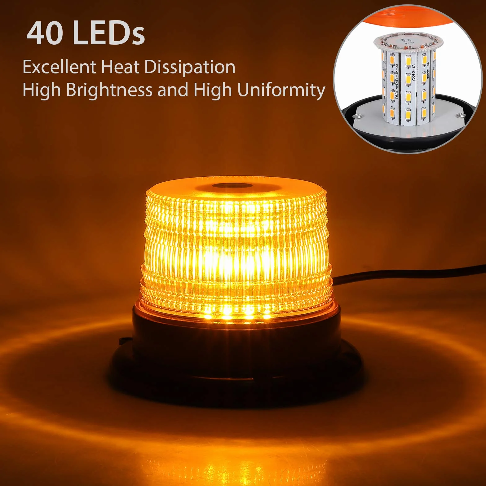 PROZOR 12/24 V 40 LED Magnetic Awaryjne migające światło ostrzegawcze światło stroboskopowe Amber 40 W samochód ciężarowy