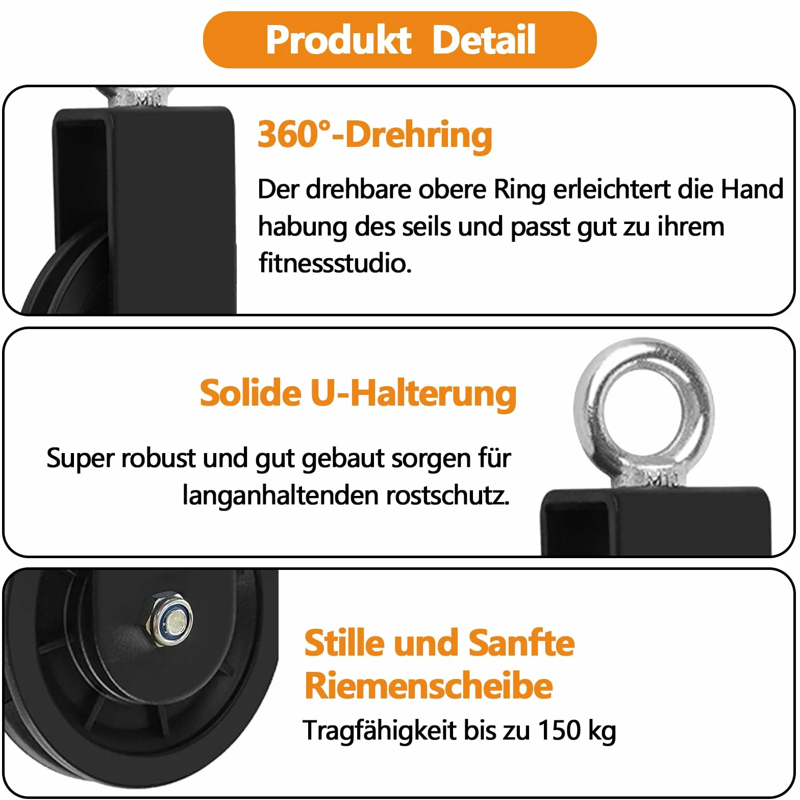 Kółka zwrotne 2 szt. rolki linowe z uchwytem U 360° Pulley, akcesoria do huśtawek