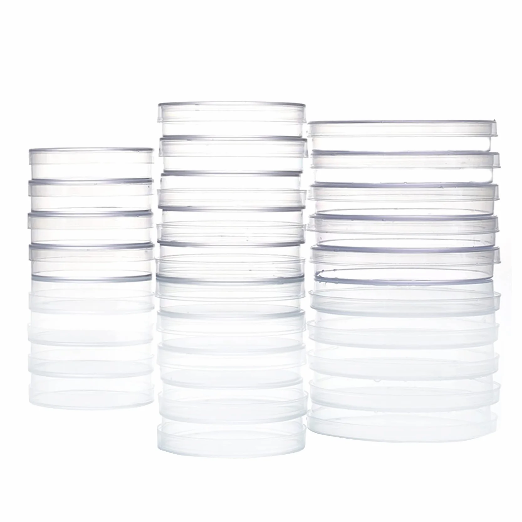 CHMYY 65 + 55 + 34 mm zestaw naczyń Petri z pokrywkami, 30 szt. sterylnych plastikowych naczyń Petri w zestawie 10 szt. plastikowych pipetek transferowych 3 ml dla dzieci do szkoły, laboratorium, nauki, projekty targowe