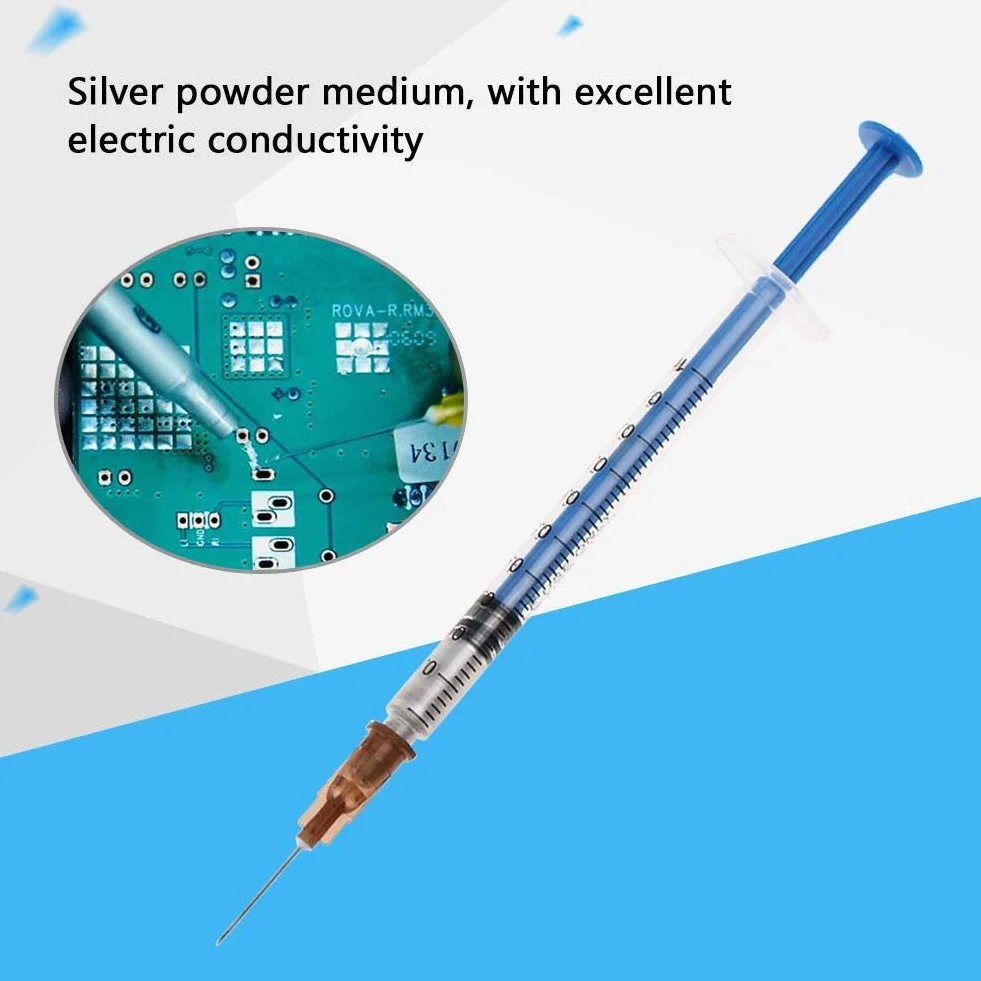 Przewodząca srebrna pasta, klej, srebrny pisak, przewodzący srebrny proszek, strzykawka do naprawy, elektroniczna płytka drukowana, klawiatura PCB, 0,2 ml