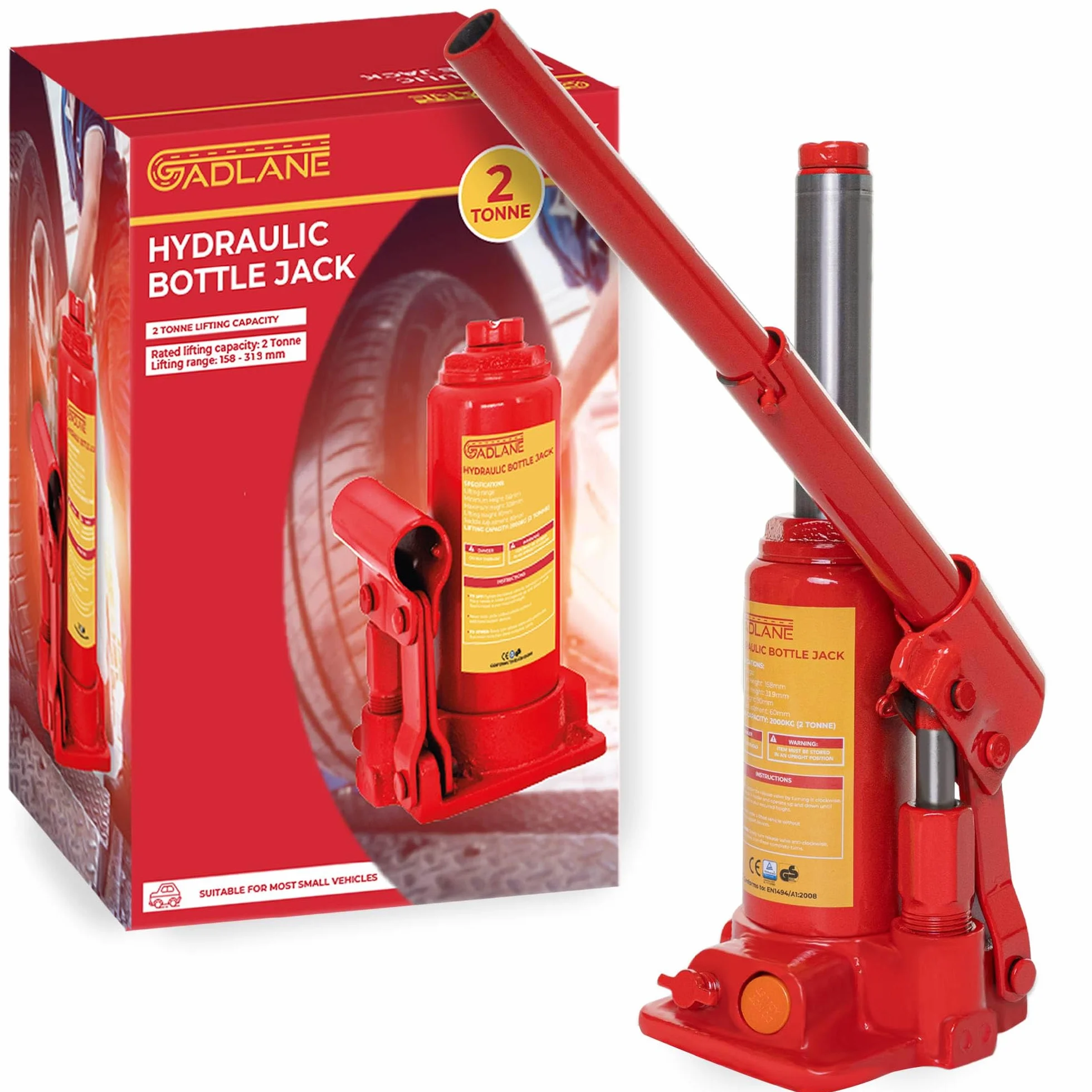Hydrauliczny podnośnik do butelek 2 tony (2000 kg) GADLANE ze stali stopowej