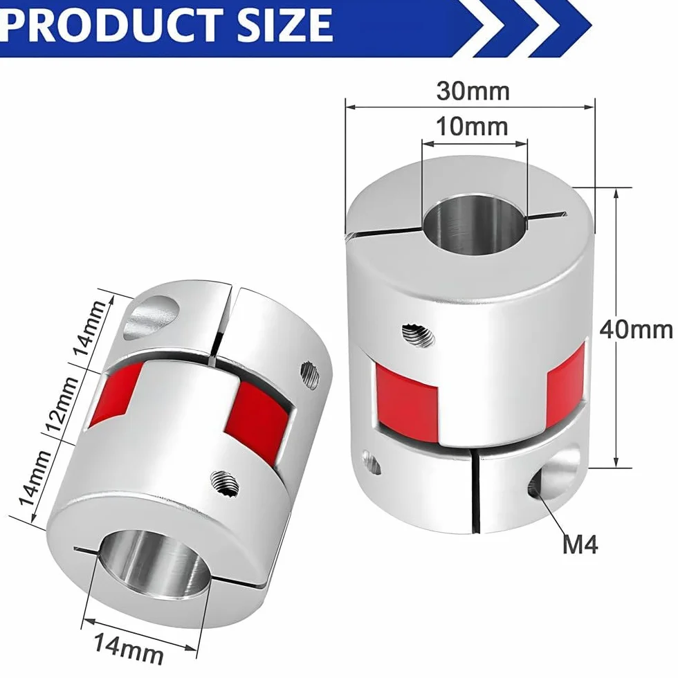 Sprzęgło Wału, Elastyczne, łączniki 2 do 1 10mm X 14mm Pająk Łącznik Wału śliwy OD30mm X L40mm Wał Sprzęgła śliwki, Złącze Silnika śliwki ze Stopu Aluminium Pająk Szczękowy CNC (10mm 14mm)