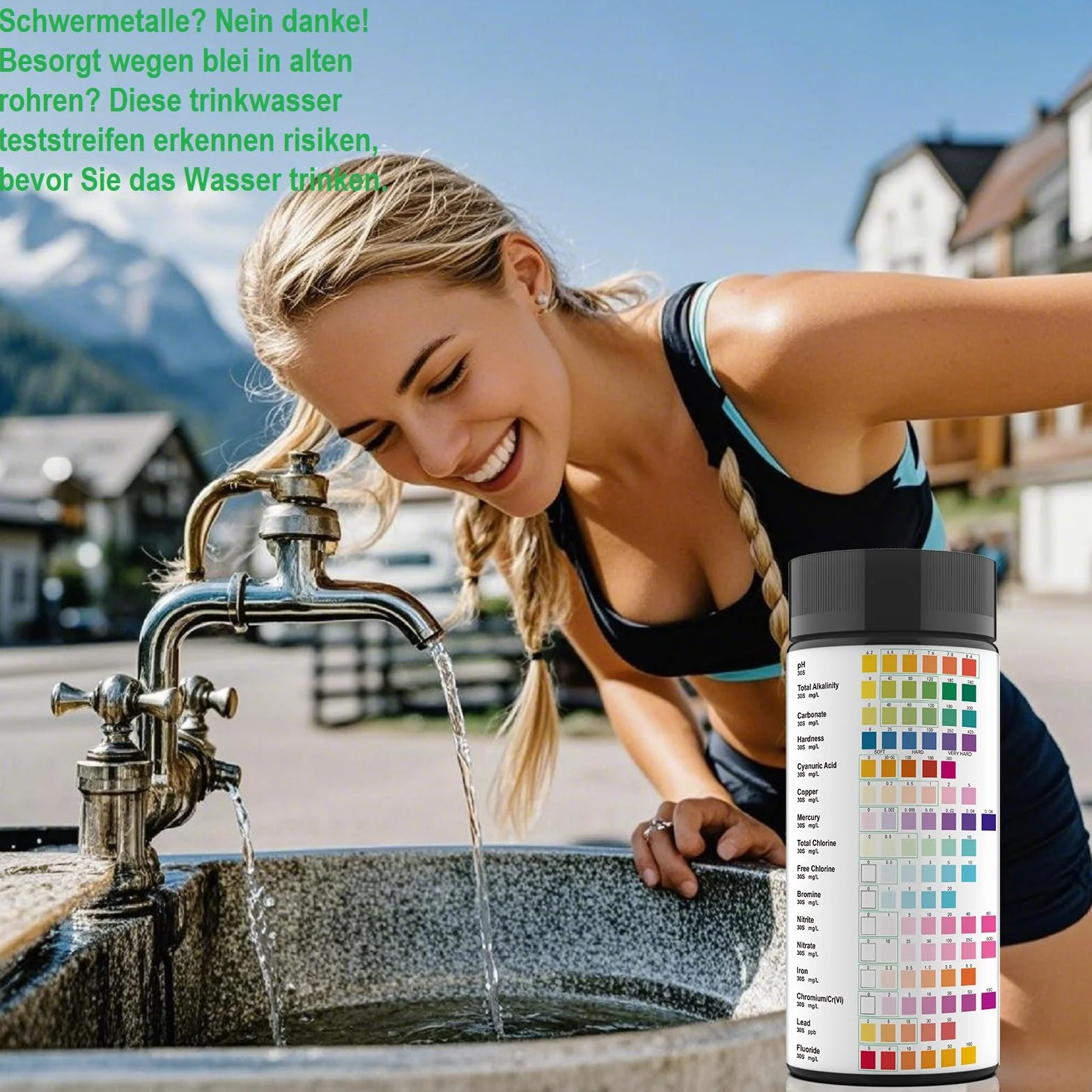 Paski testowe wody 16 w 1 (100 szt.) – sprawdzają pH, azotyn, chlor, twardość, rtęć i ołów w wodzie pitnej, basenie, akwarium
