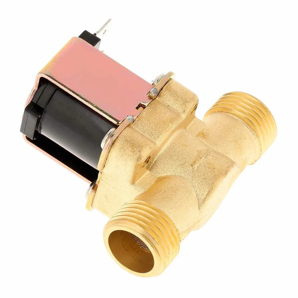 Mosiężny elektromagnetyczny zawór elektryczny 12V, 1/2 "DC 12V normalnie zamknięty mosiężny elektromagnetyczny do kontroli wody
