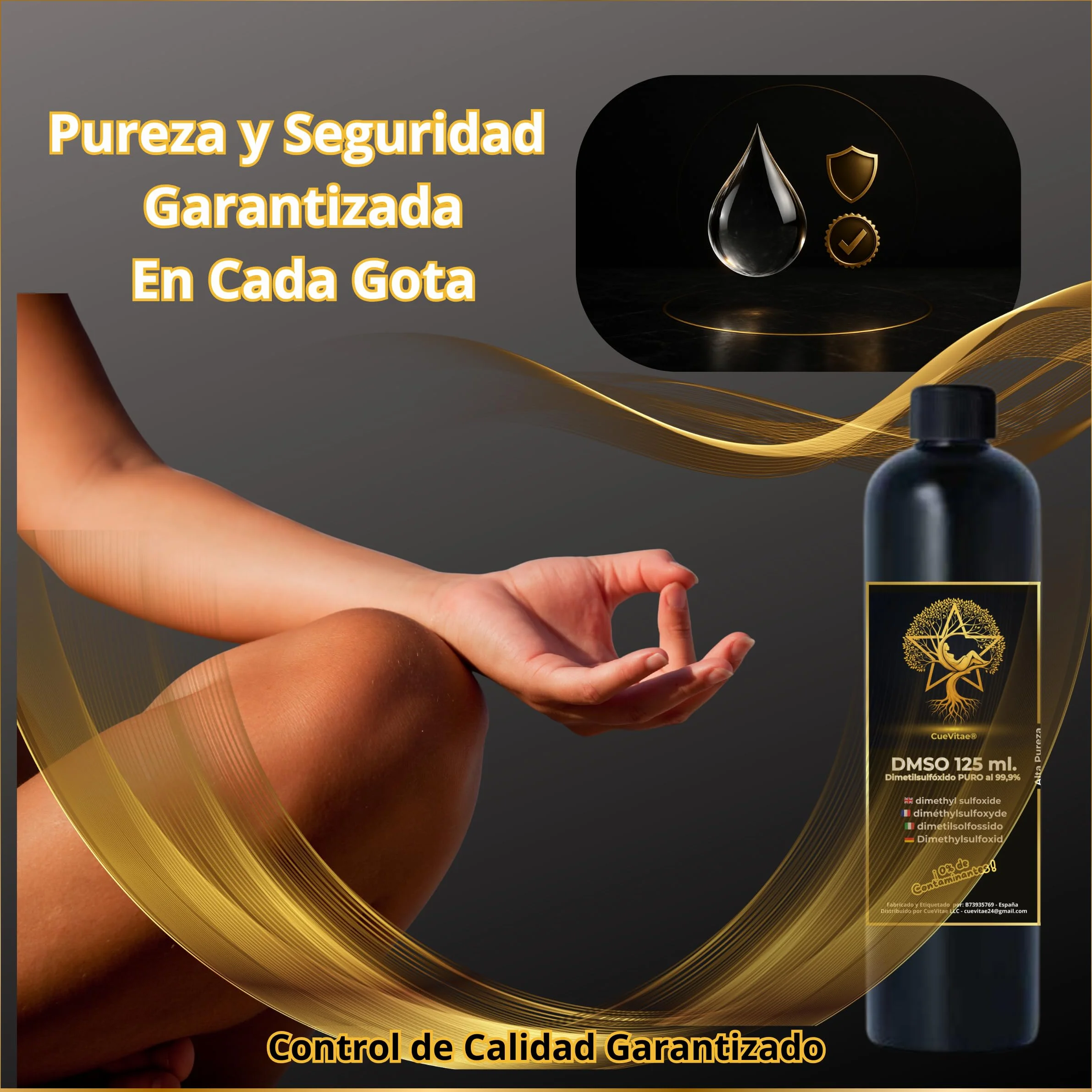 DMSO 125 ml | Dimetylosulfotlenek Maksymalna czystość: 99,9 | Jakość europejska | Opakowanie: HDPE z uszczelką zabezpieczającą, zakraplaczem i kubkiem na prezent | rozporządzenie (UE) nr 1272