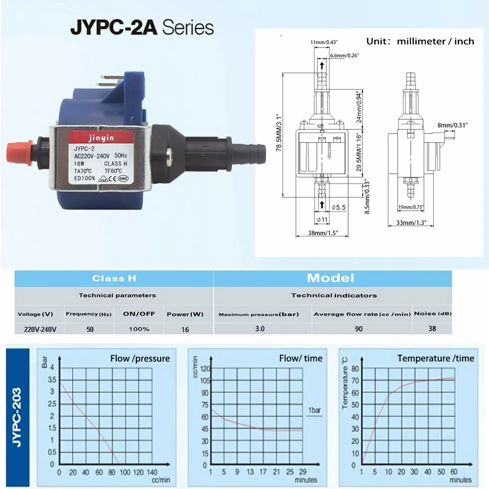 Elektromagnetyczna pompa wodna Jiayin JYPC-2 220-240 V 16 W 100 cm³/min