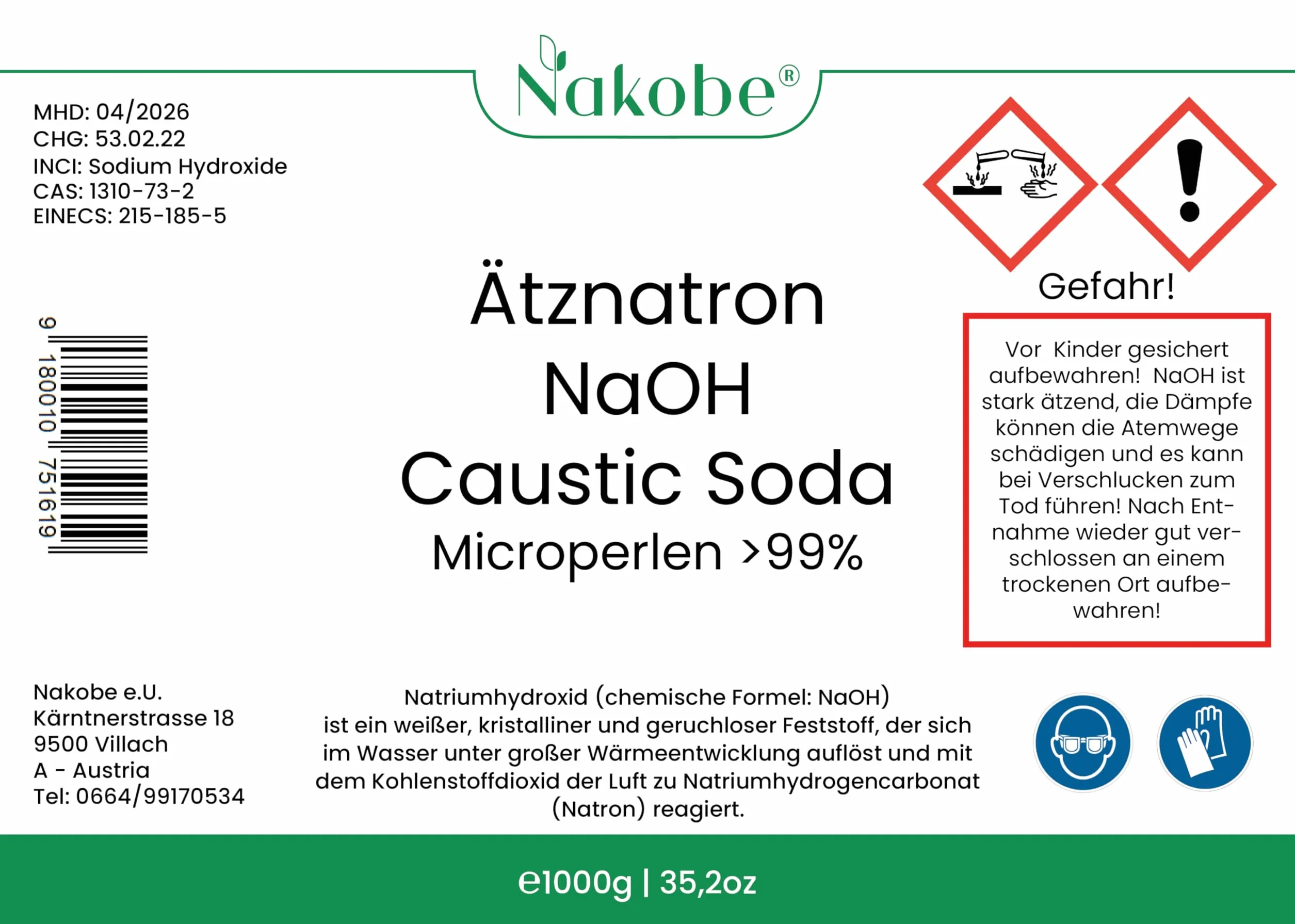 Wodorotlenek sodu – soda kaustyczna | 1 kg NaOH | Mikrokulki > 99% czystości | Idealny do produkcji mydła i przemysłu | Soda kaustyczna | Jakość laboratoryjna