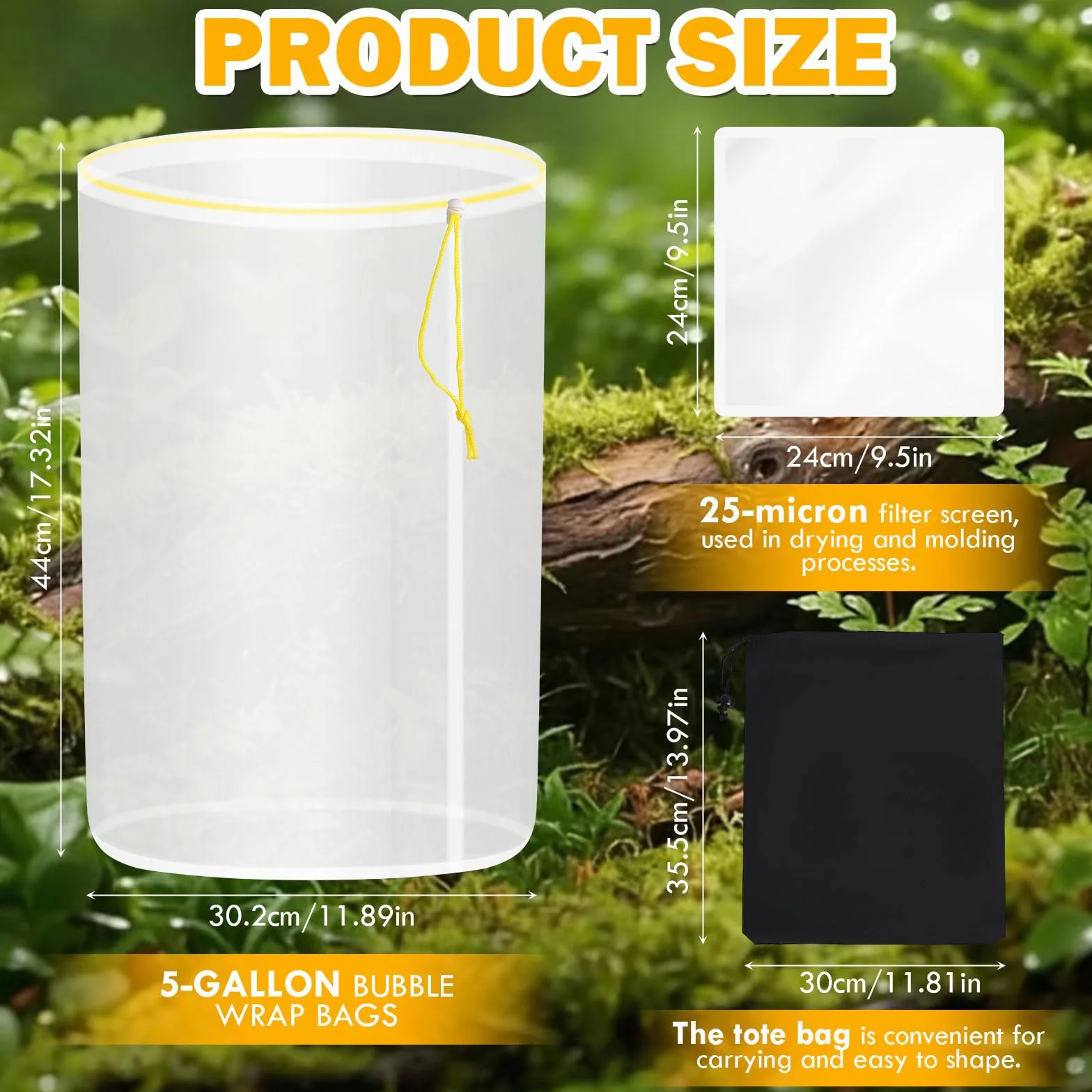 Zestaw 4 worków Mesh Bubble Bag 20 l 5 galonów do ekstrakcji ziół