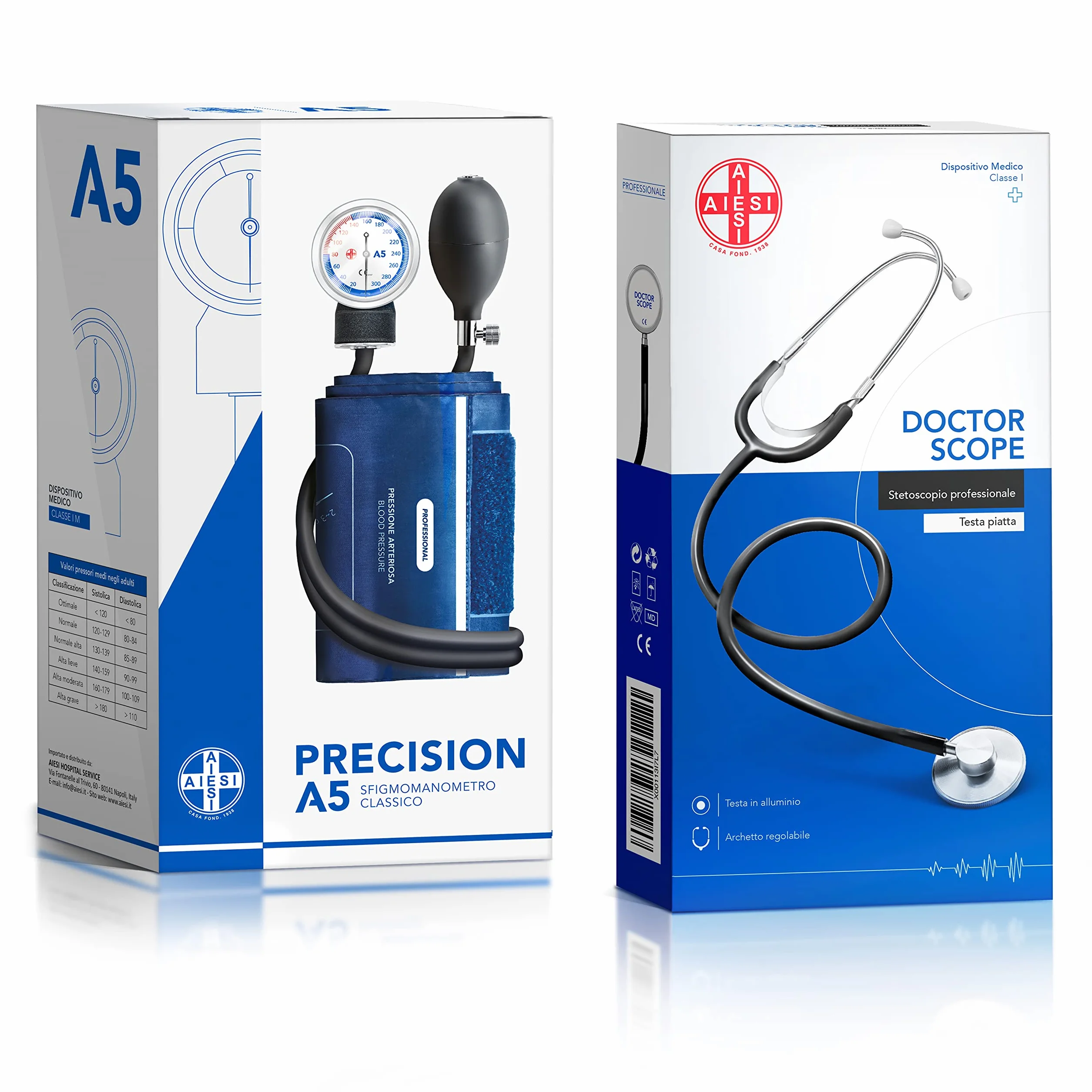 AIESI® Ręczny ciśnieniomierz aneroidowy PRECISION A5 ze stetoskopem