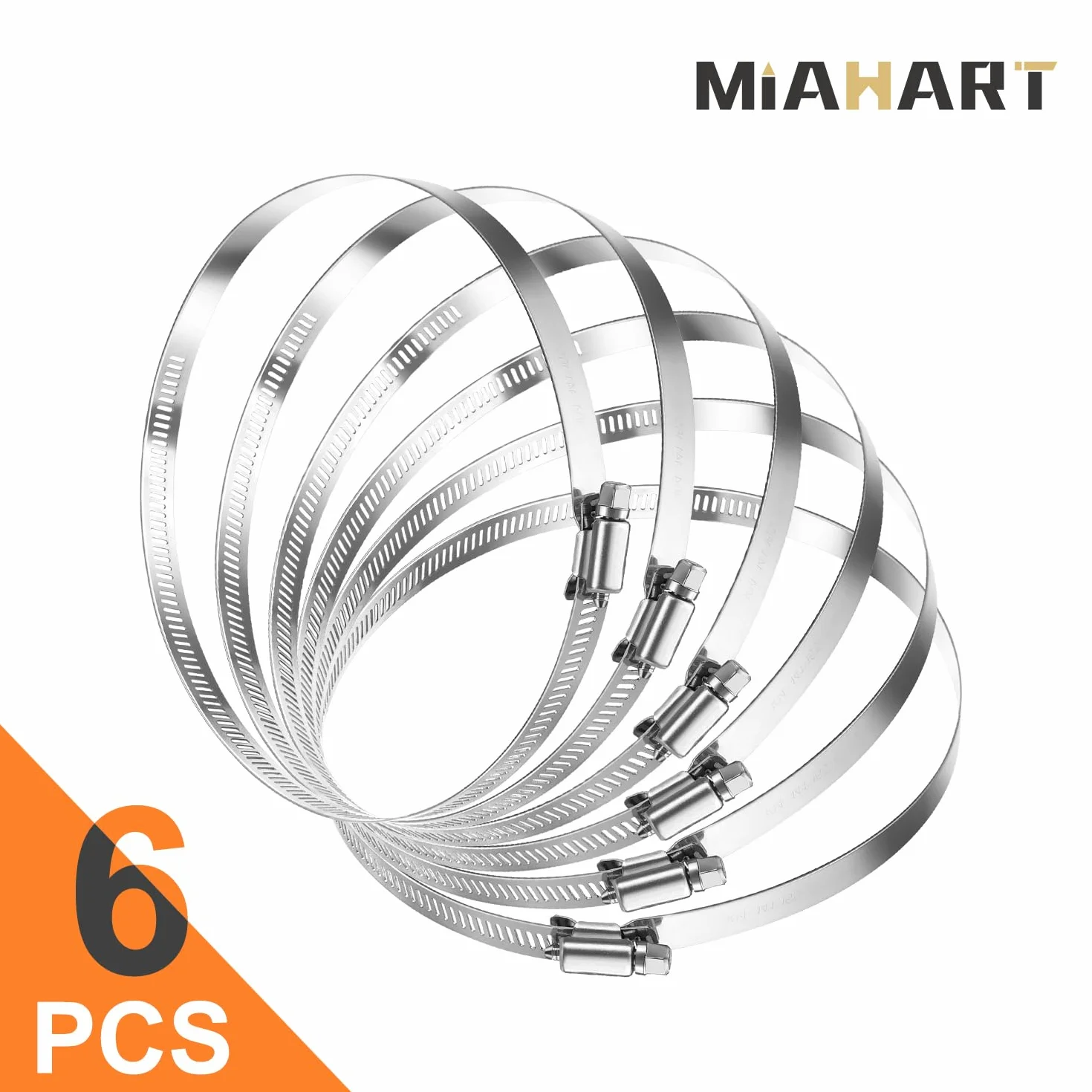 MIAHART 3-calowy klips do węża regulowany 304 zaciski kanałowe ze stali nierdzewnej 6-pak przekładnia ślimakowa regulowany 59 mm - 82 mm klips do rur zacisk napędu ślimakowego do rolnictwa samochodowego (59-82 mm)