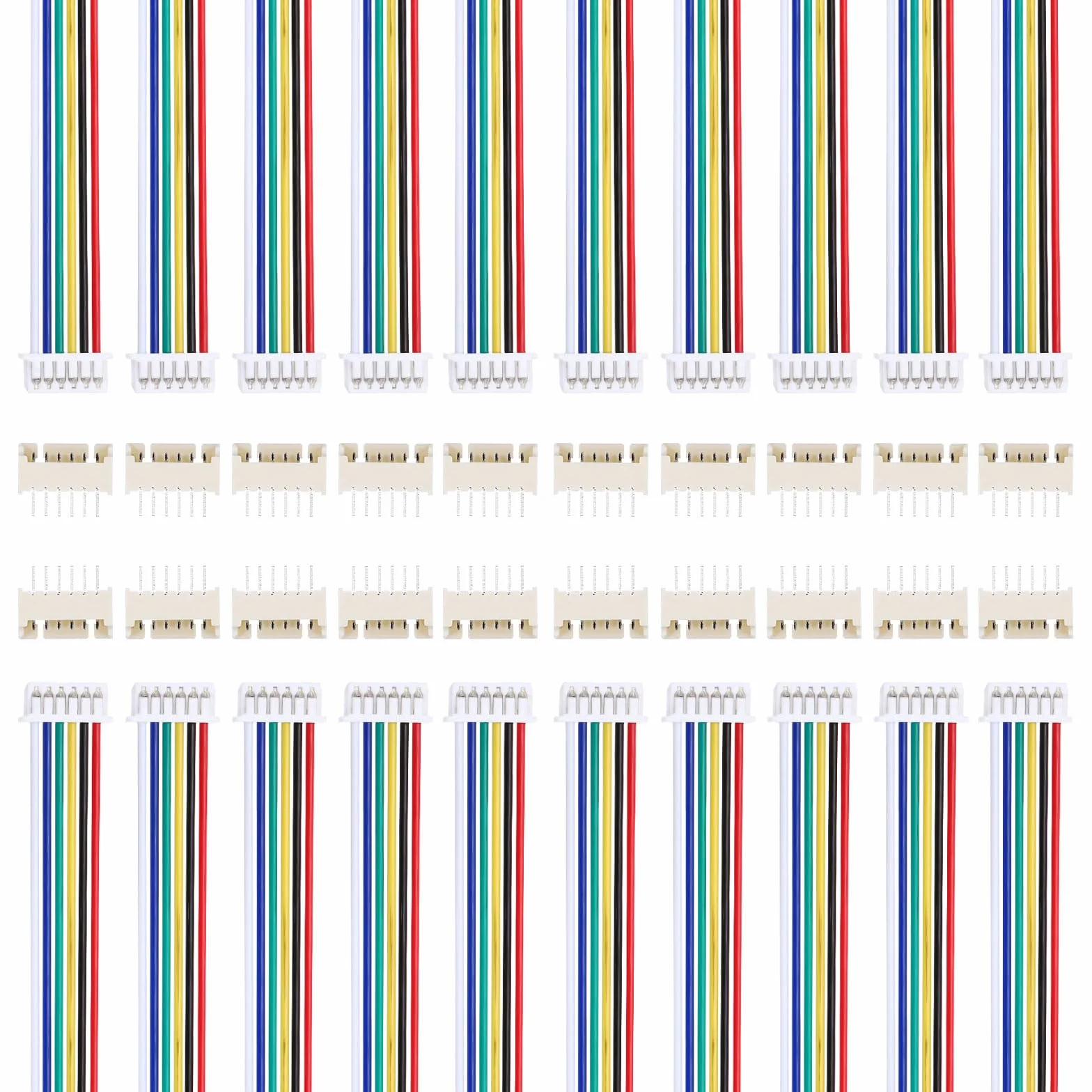 QUARKZMAN 30 sztuk MX 1,25 mm 6 pinów wtyczka z pojedynczą głowicą z 28 AWG 150 mm kablem i listwami gniazdkowymi do głośników, paski świetlne LED, małe urządzenia