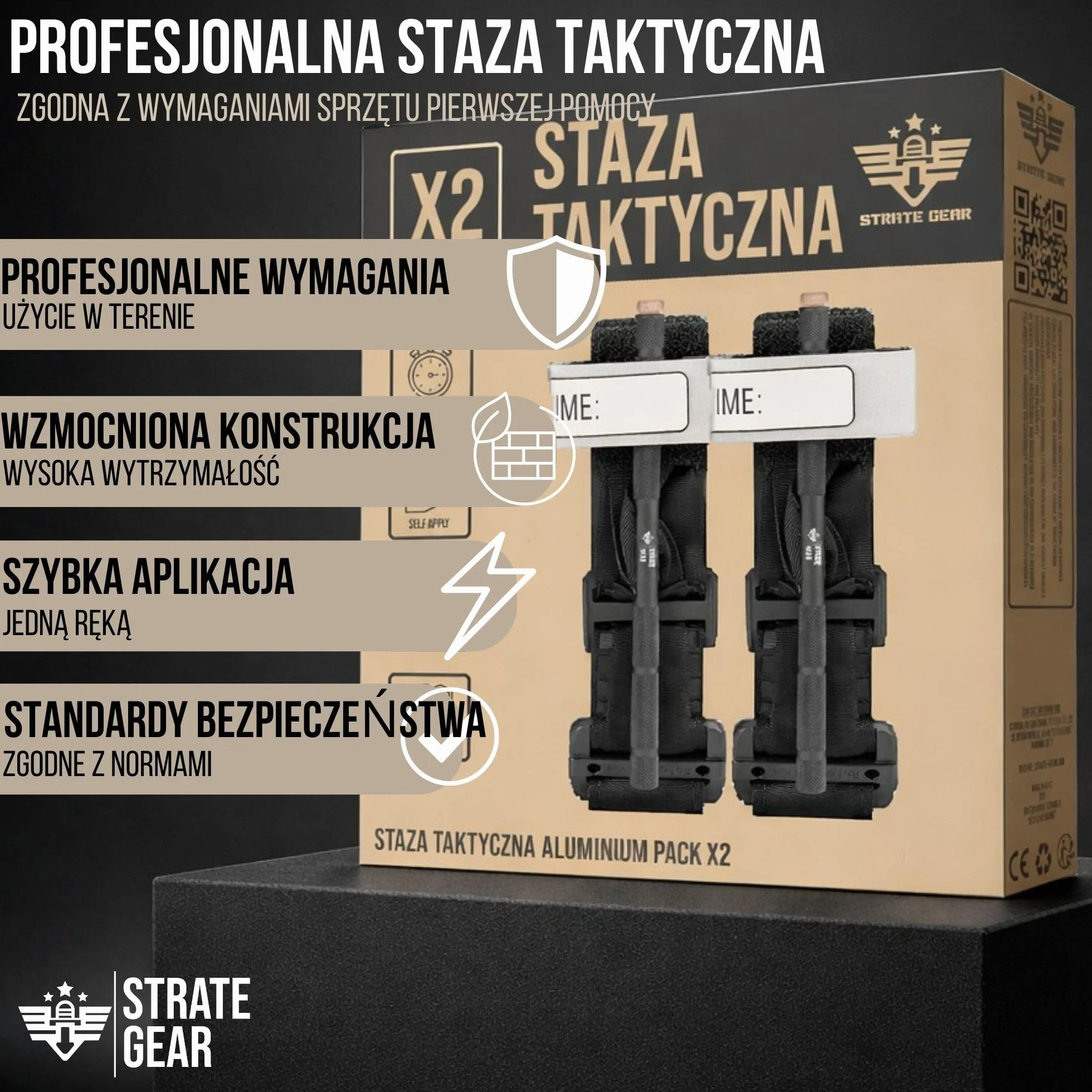 Taktyczny Opaska Uciskowa Tourniquet Strate Gear Zestaw 2x Ratownictwo Medyczne