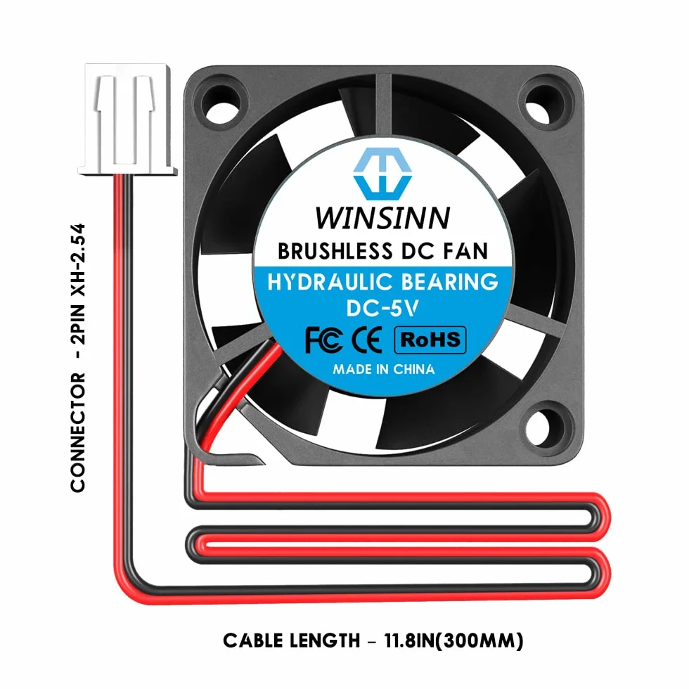 WINSINN 20 mm mini wentylator 5 V hydrauliczne łożysko bezszczotkowe 2010 20 x 10 mm - wysoka prędkość (opakowanie 2 szt.)