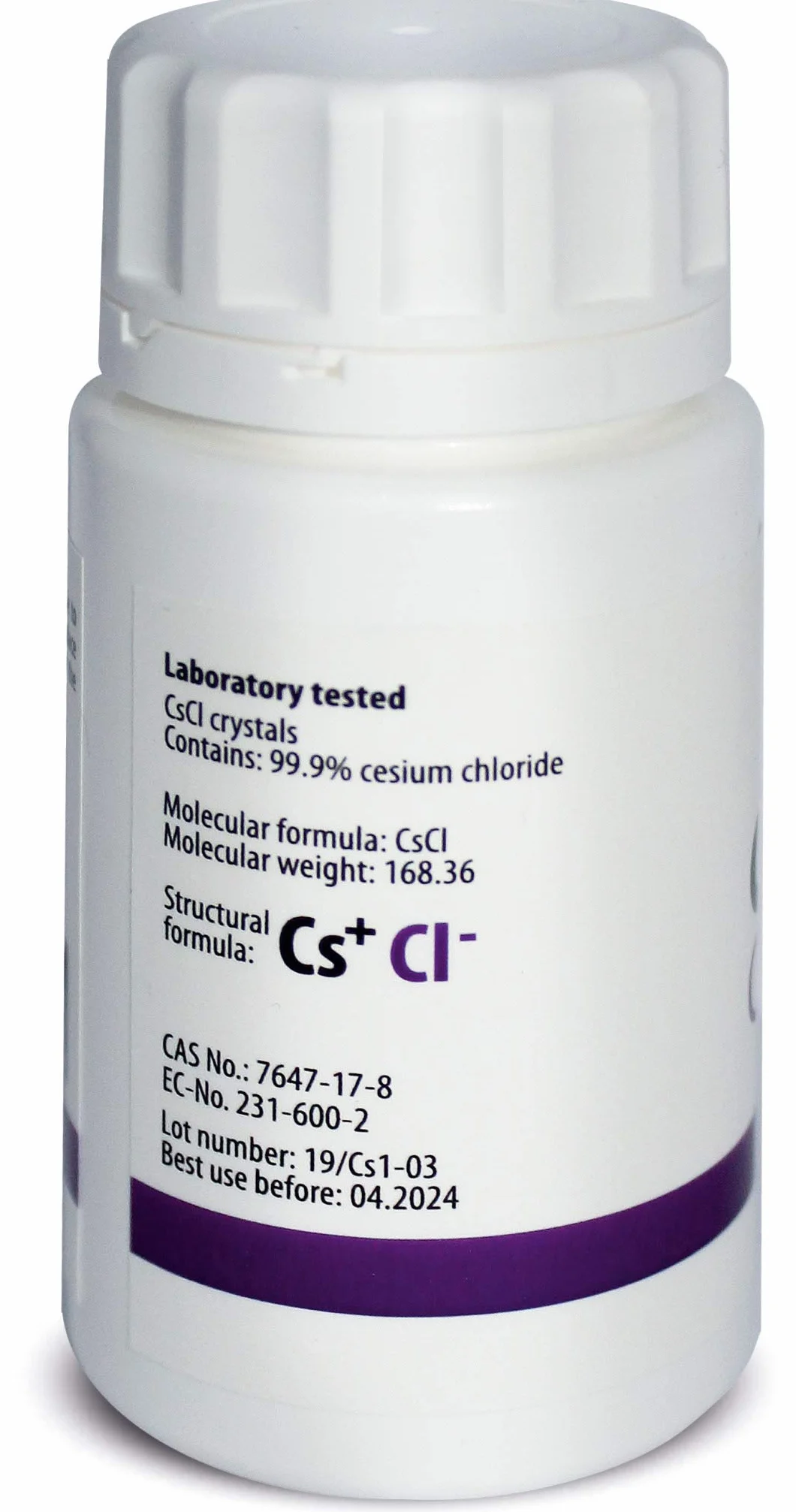 Clorku cezu (Cesiumchlorid) CsCl 100g proszek, czystość >99,99%, Wyprodukowano w Europie, od Pure Cesium, Wraz z certyfikatem analitycznym, Przetestowane w certyfikowanym laboratorium 3,5oz (100g)
