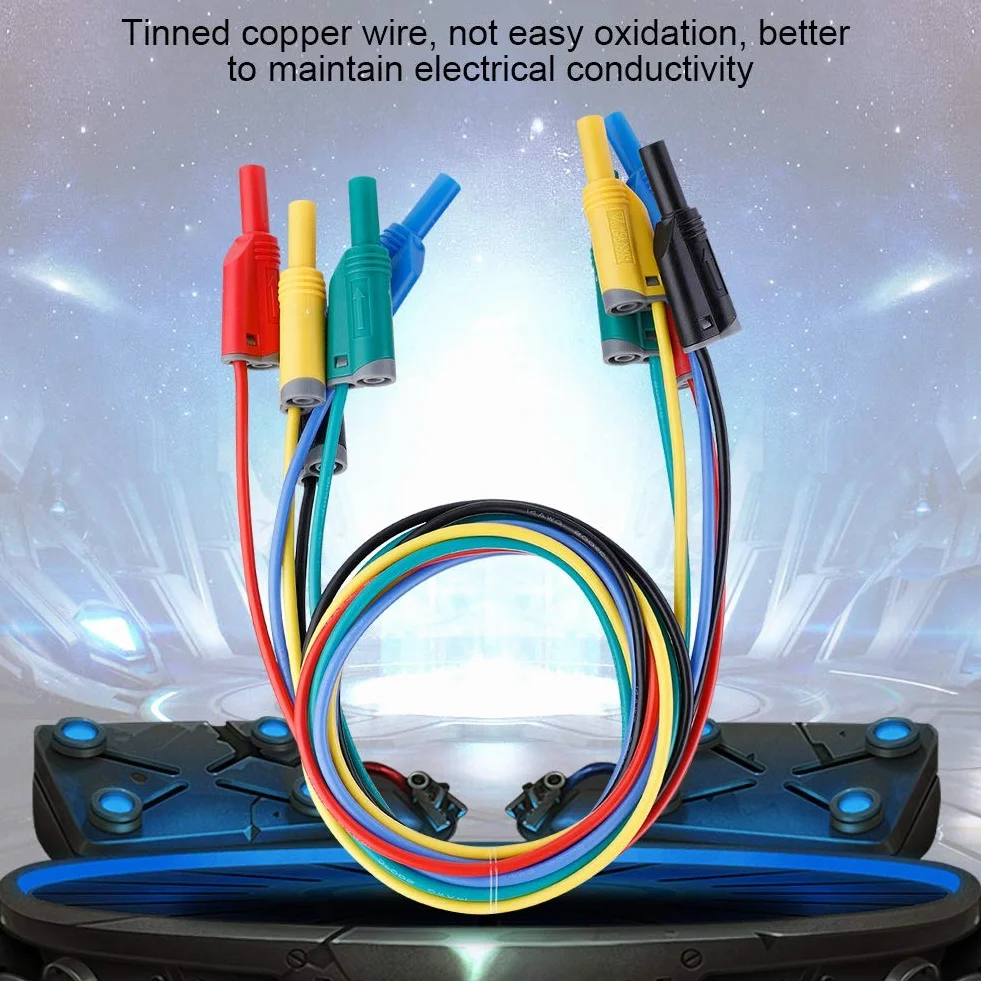 Wtyk bananowy 4mm 14AWG przewód pomiarowy silikonowy do multimetru 5 sztuk