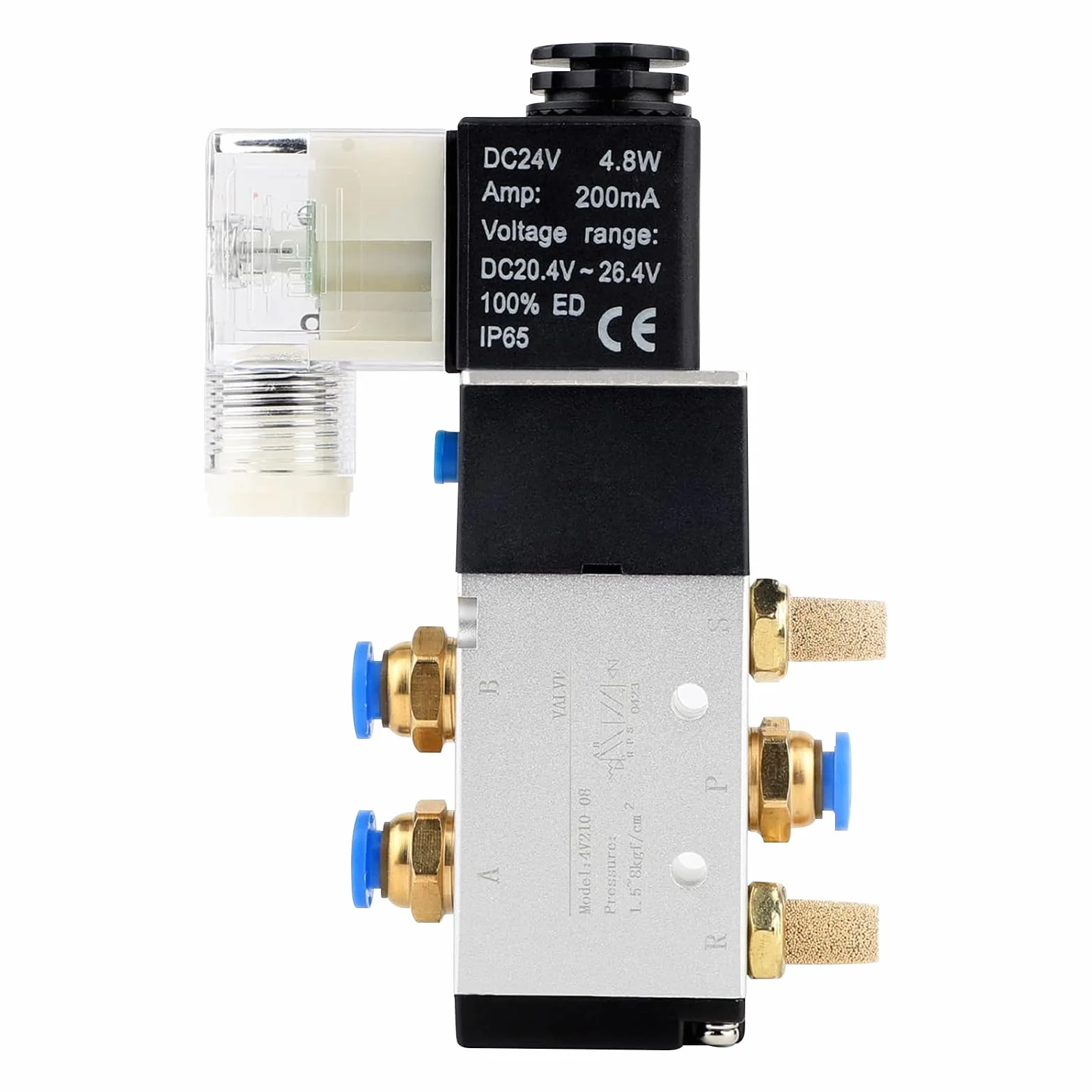 EXLECO Pneumatyczny zawór elektromagnetyczny 24 V DC 1/4" 5/2 aluminium