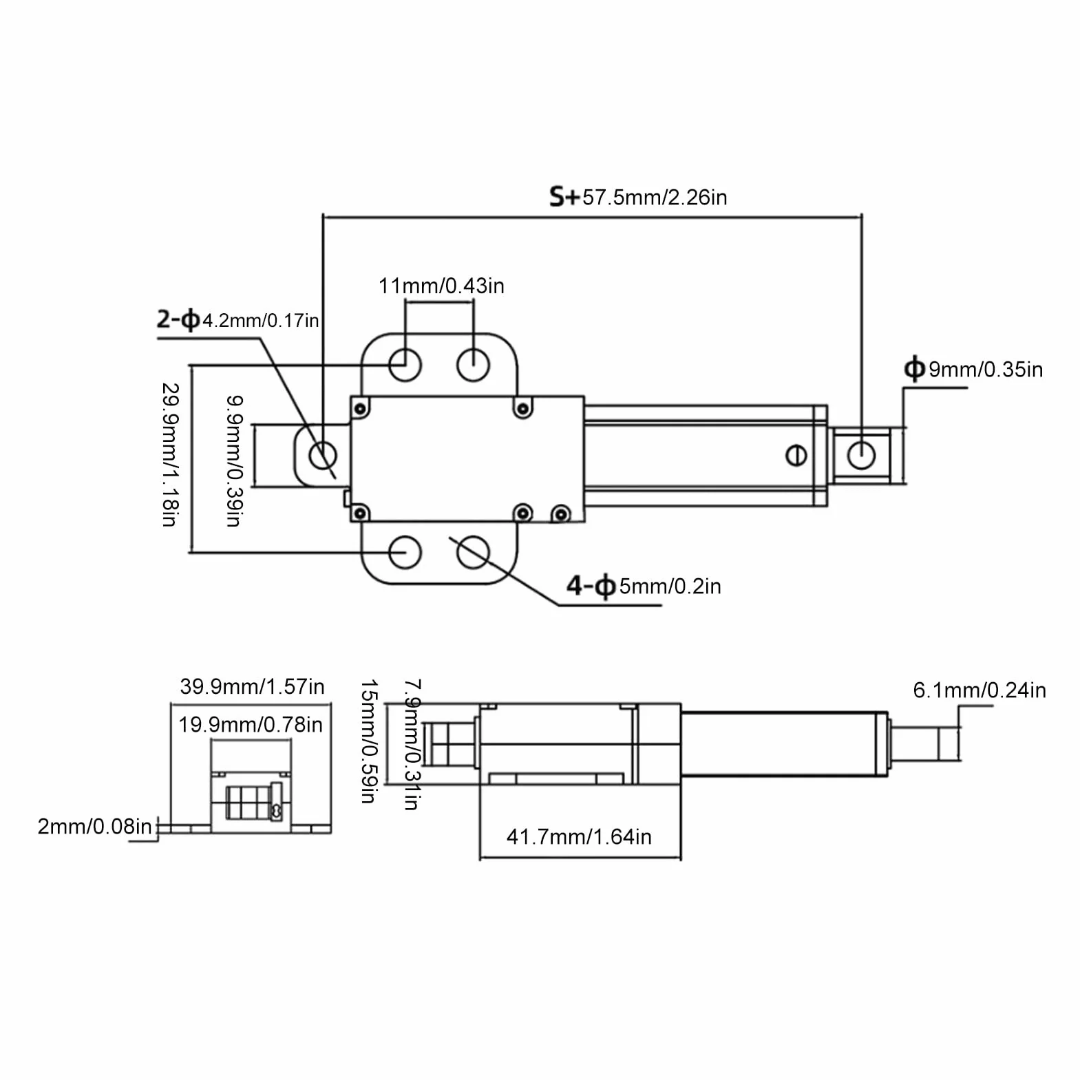 Mini Elektryczny Siłownik Liniowy 15mm Skok 12V Stop Aluminium do Maszyn Rolniczych