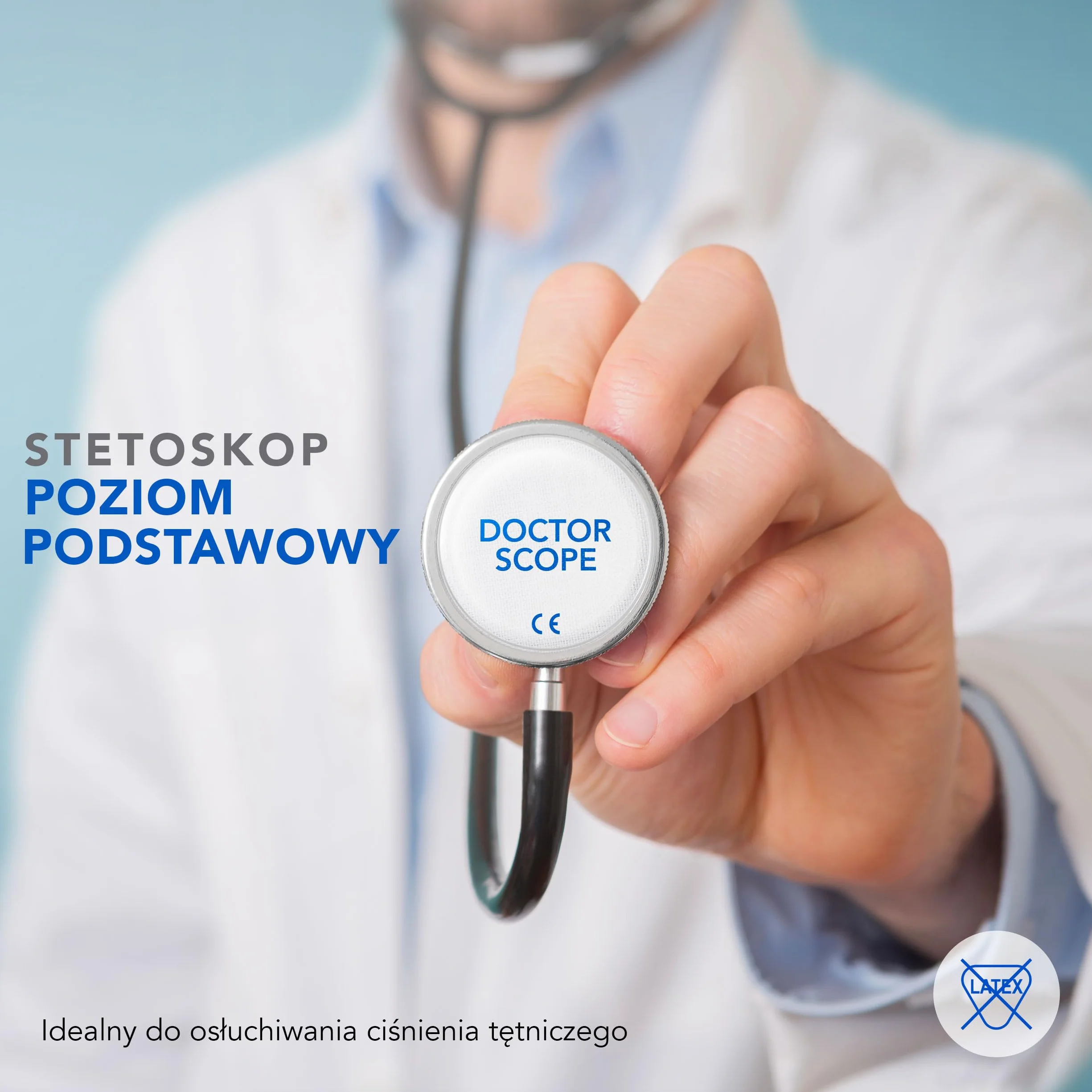AIESI® Stetoskop z płaską główką Professional dla dorosłych, kolor czarny DOCTOR SCOPE, 24 miesiące włoskiej gwarancji