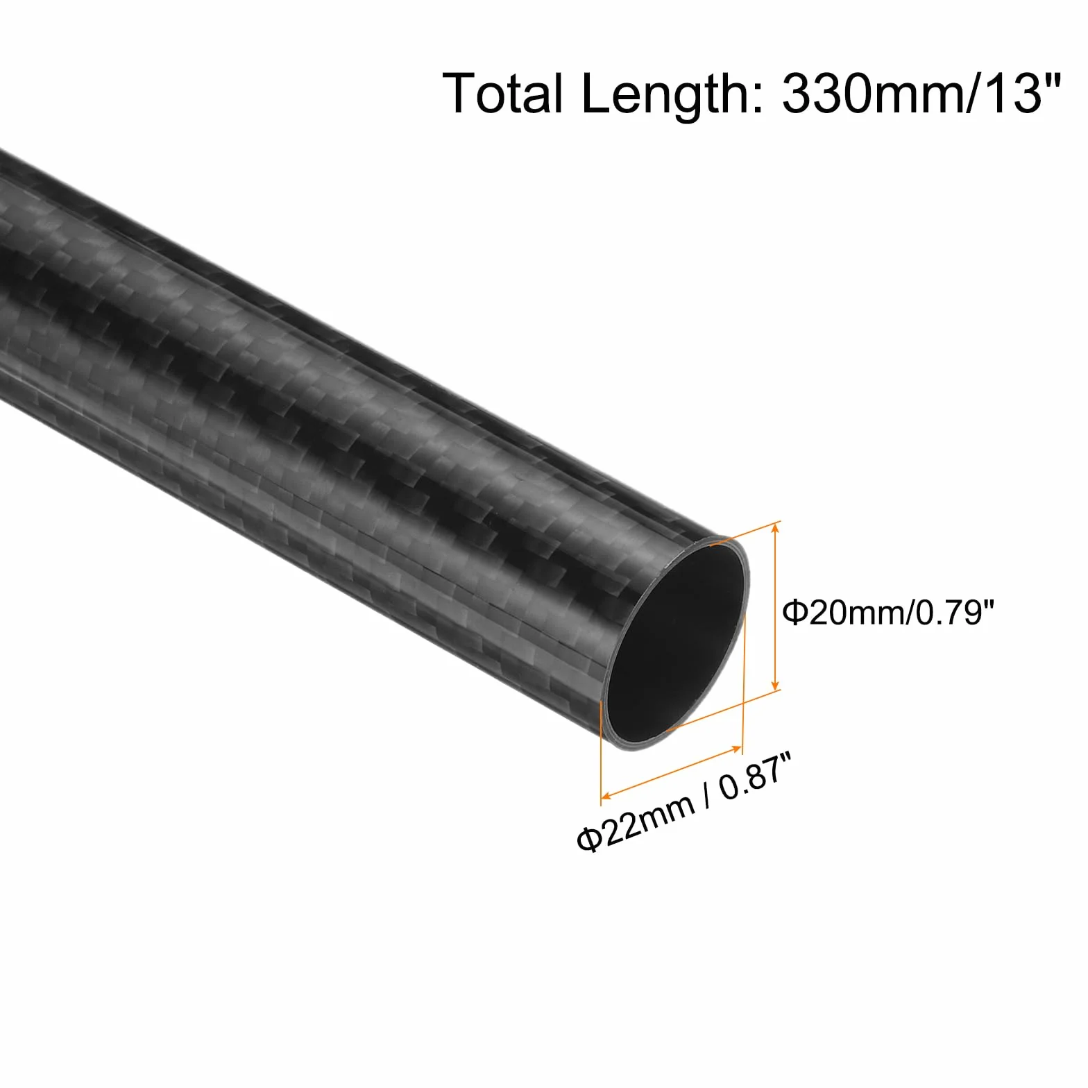 QUARKZMAN rurka z włókna węglowego 20 x 22 x 330 mm 3K polerowana do samolotu RC