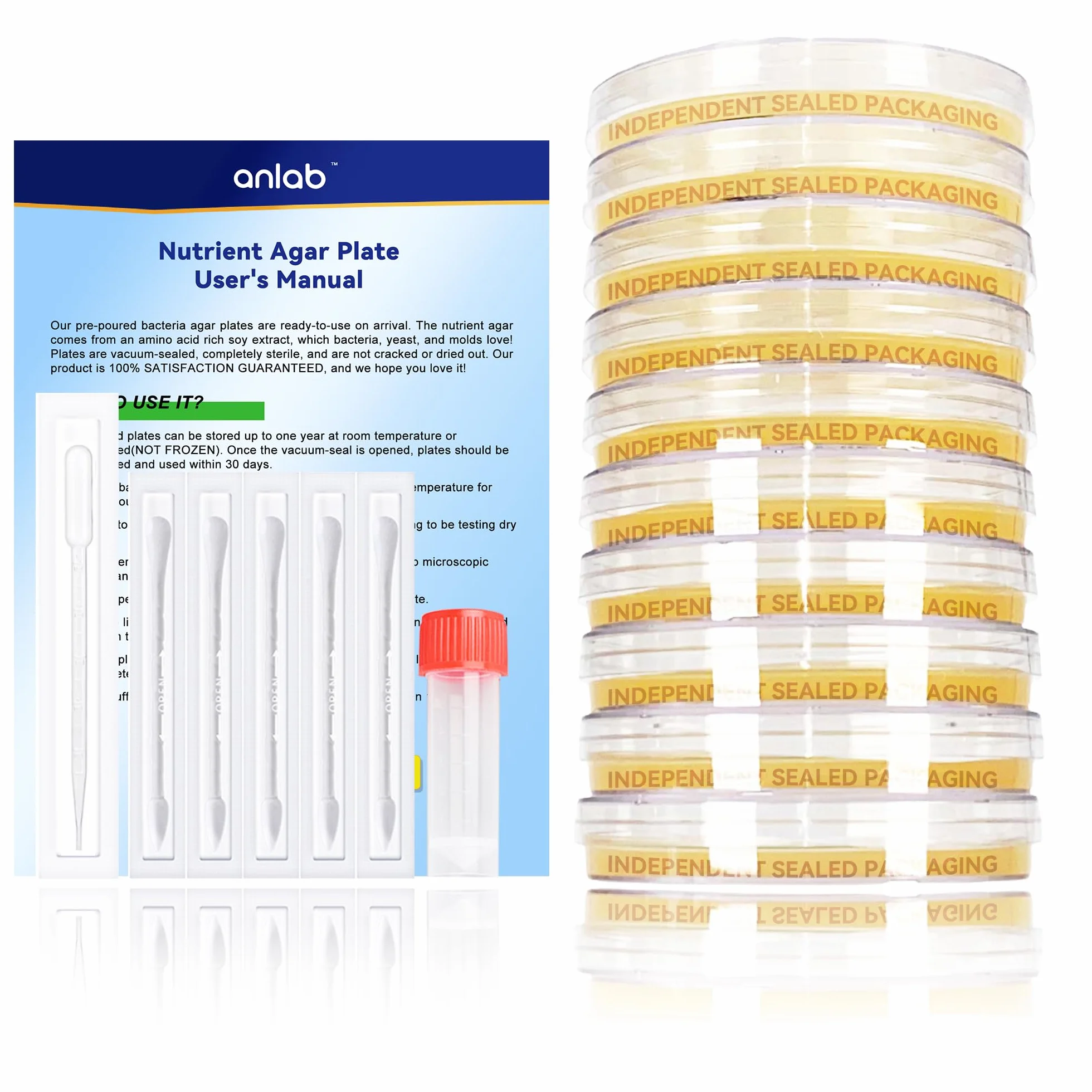 Zestaw do nauki o bakteriach Nutrient Agar Petri Dishes z wacikami bawełnianymi (10 sztuk)