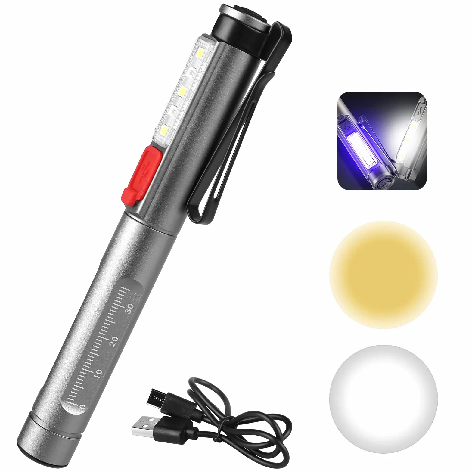 Medyczne pióro LED, lampa diagnostyczna, penlight medyczny, lampka diagnostyczna, długopis wielokrotnego użytku, z kubkiem dla pielęgniarek lekarzy z klipsem do kieszeni