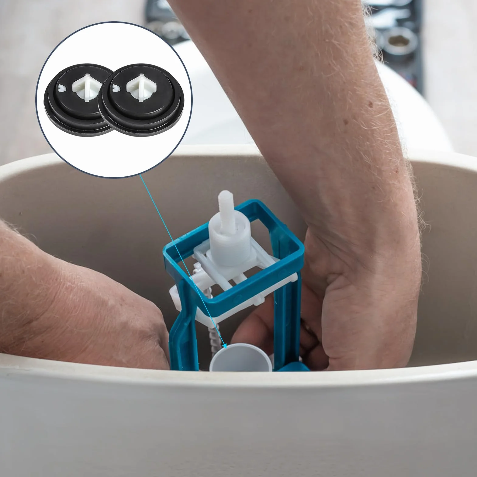 2 szt. Membrany zaworu pływakowego, gumowe i plastikowe uszczelki, uszczelki odpływowe, membrana Float Valve, łatwa naprawa zbiorników toaletowych