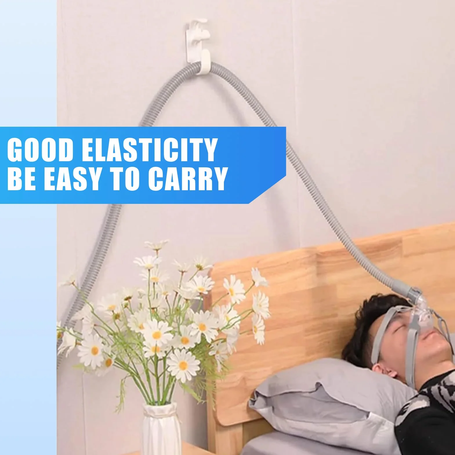2 szt. CPAP uchwyt na wąż, system stojaka CPAP, haczyk na maskę, organizer, zapobiega bezdechowi sennemu, masce CPAP, akcesoria zapewniają stabilność i brak plątania się