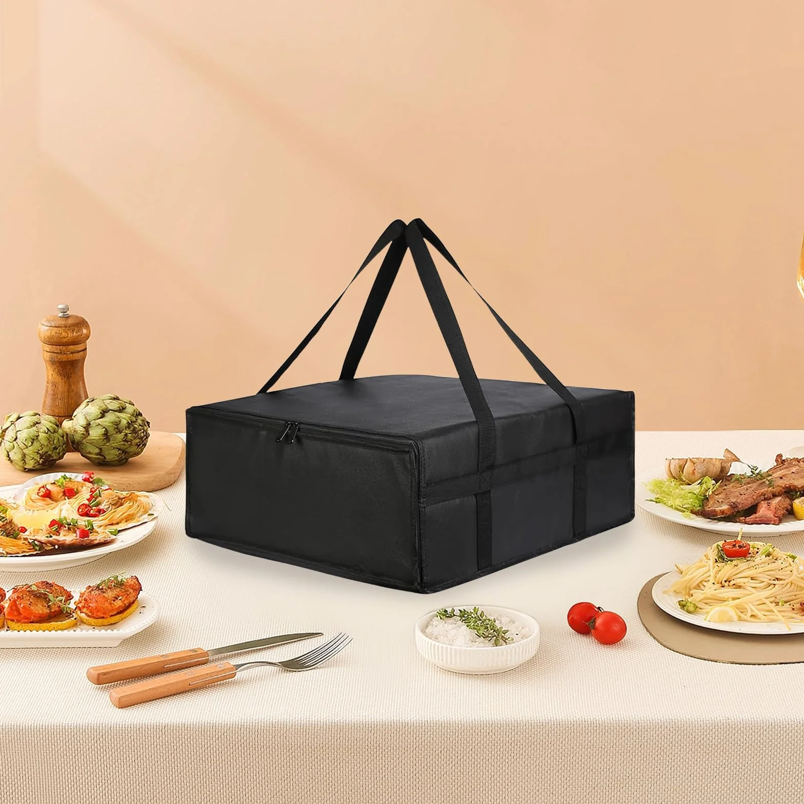Torba chłodnicza na pizzę 50x50x20.5 cm składana termoizolacyjna dostawa kemping piknik