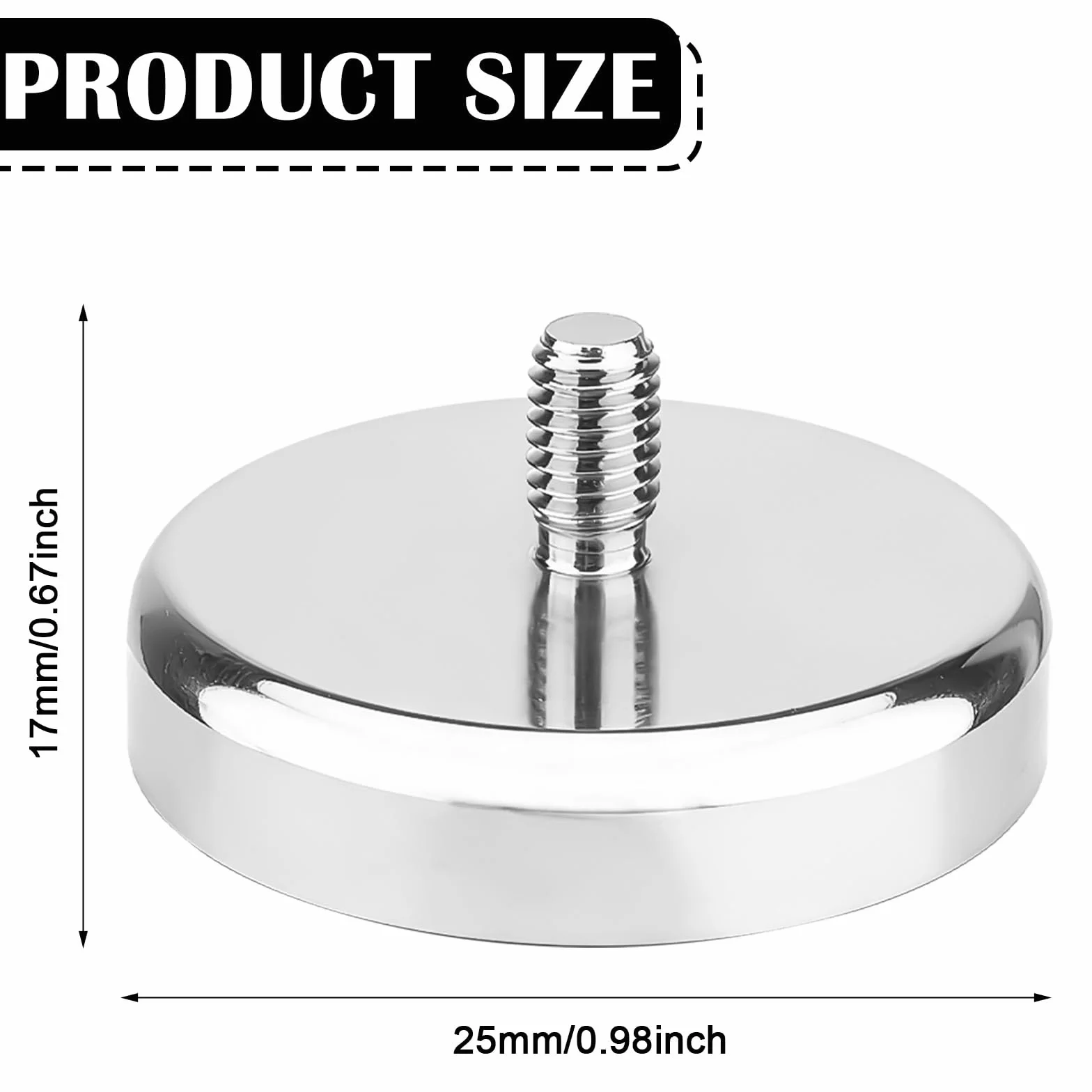 Magnesy neodymowe Ø 25 mm z gwintem M5 24 kg okrągłe