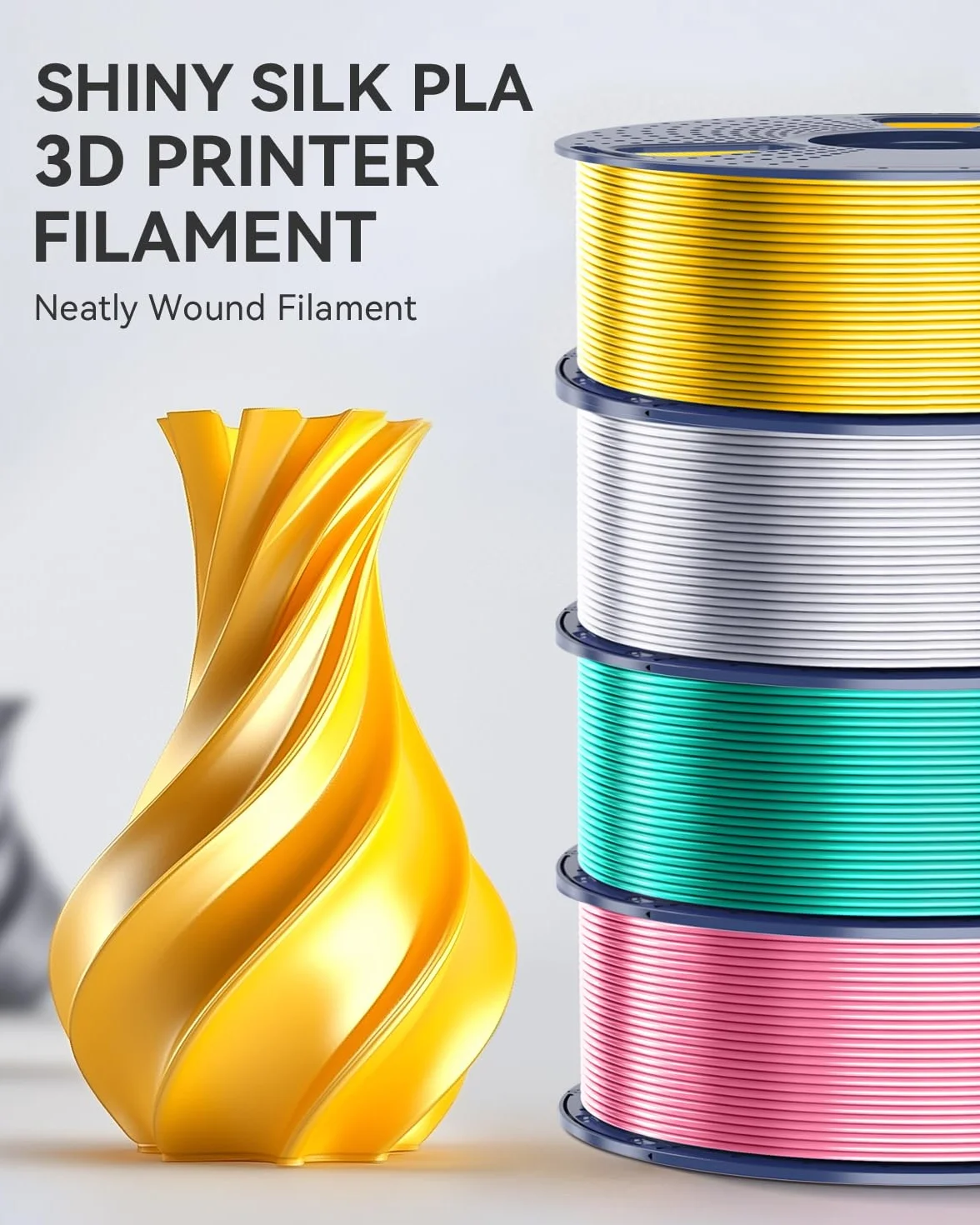 SUNLU PLA+ jedwabny filament 3D 1,75 mm 1 kg szpula jasne złoto