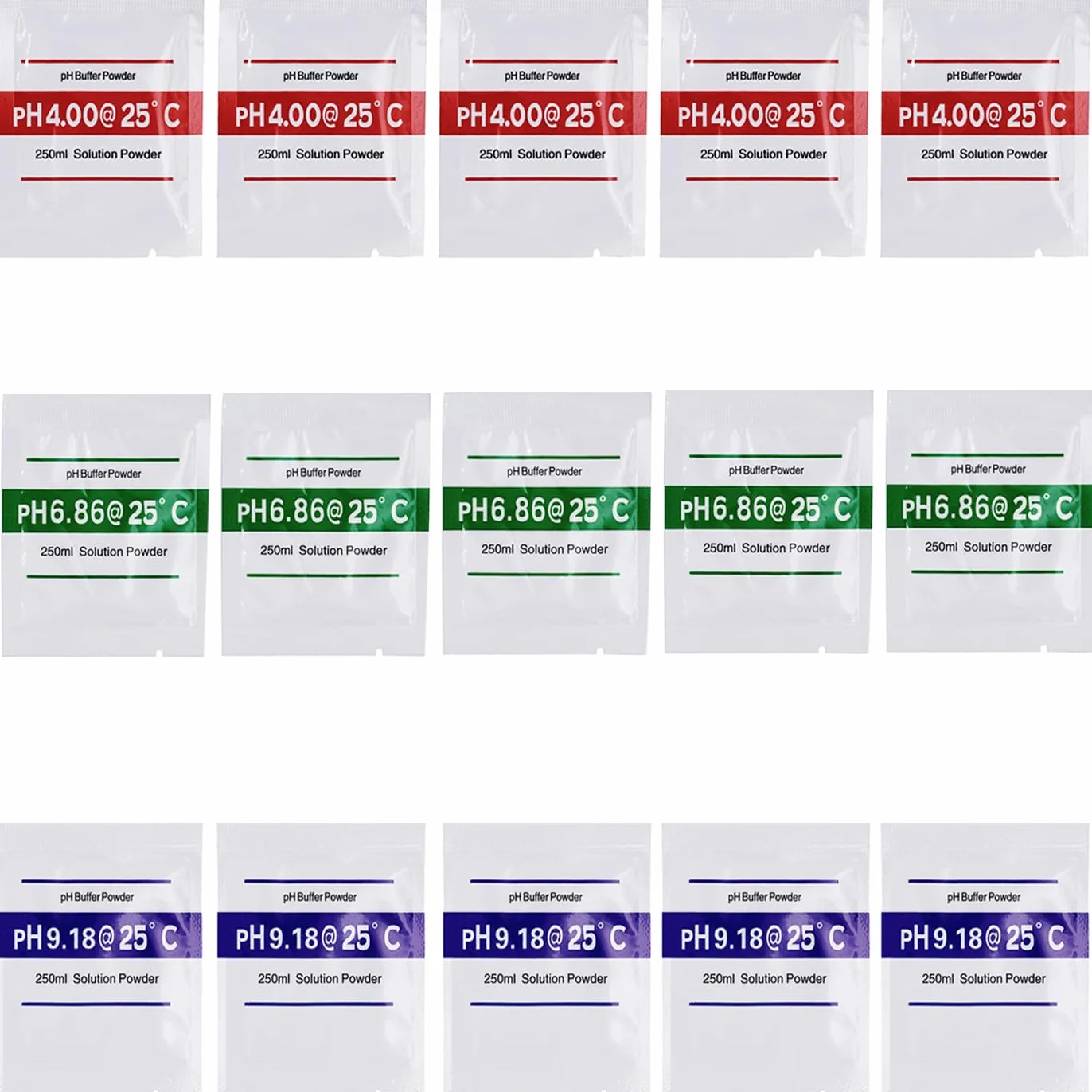 15x proszek kalibracyjny do mierników pH 4.00 | 6.86 | 9.18, proszek kalibracyjny pH, zestaw do kalibracji buforów pH