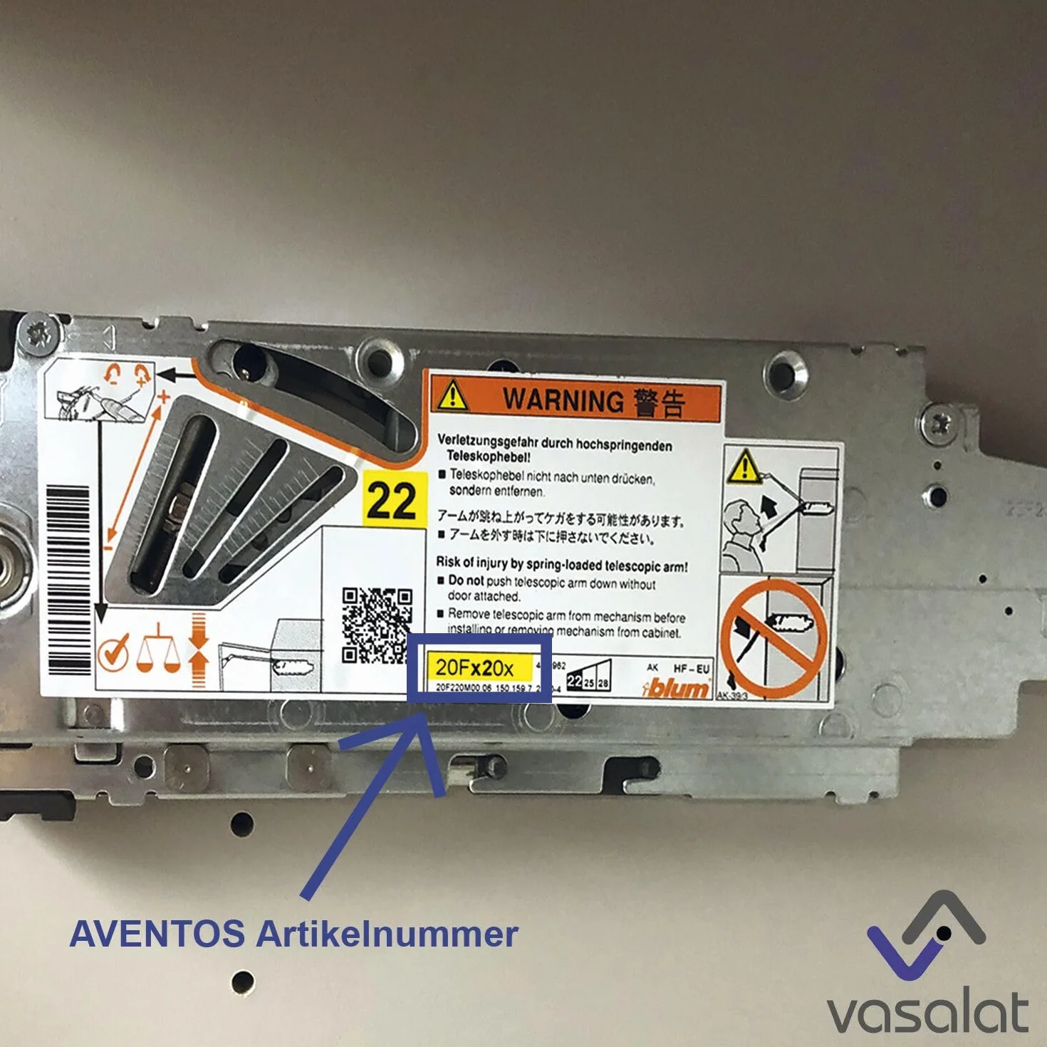 Blum 22K2024 amortyzator do klap Aventos HS HL – Blumotion wymienny amortyzator drzwi do magazynowania mocy, uchwyt klap, 2 x typ 02