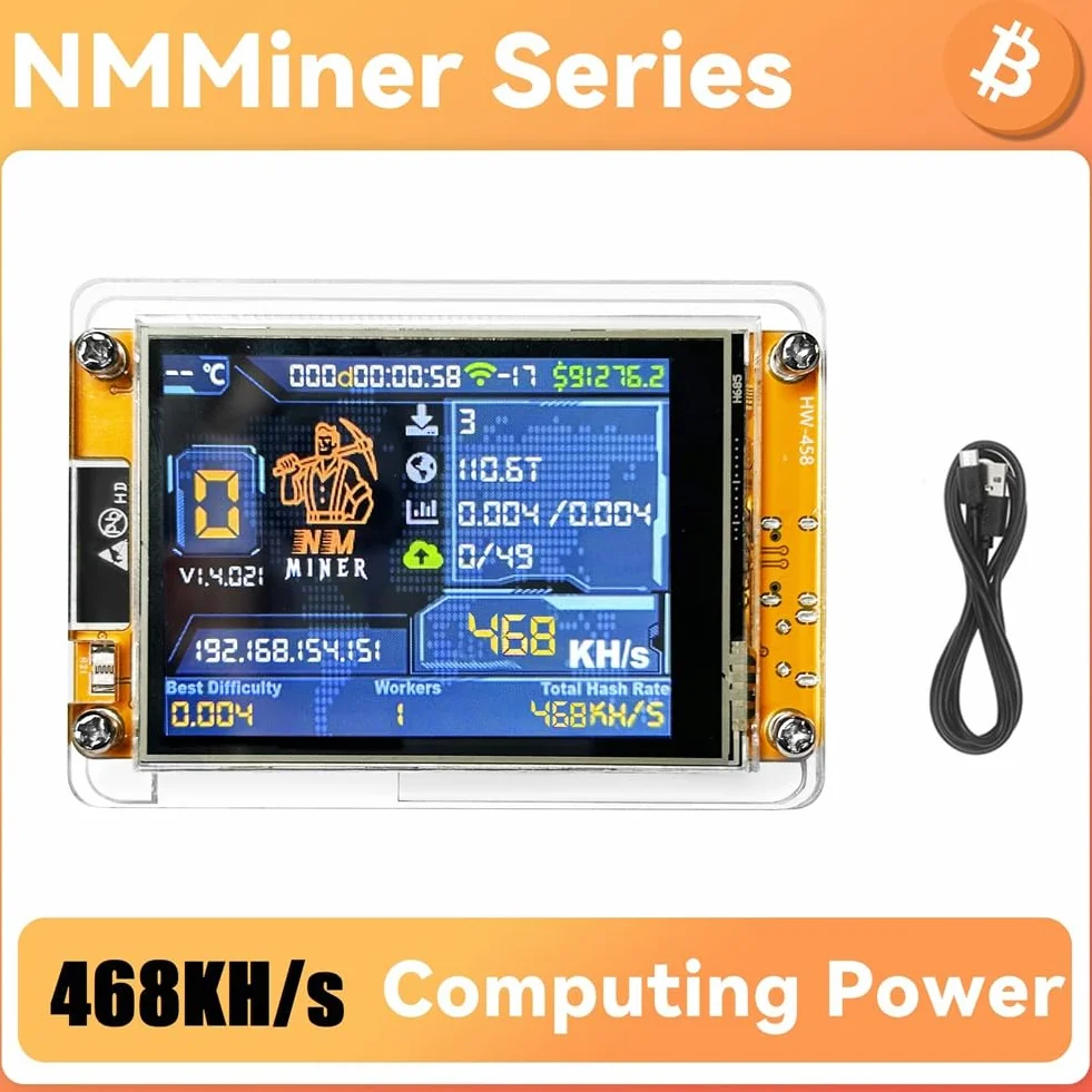 NMMiner V2 468KH/S Hashrate BTC Solo Lottery Miner ESP32 2.8 Smart Display Bitcoin Crypto Lottery Miner Miner